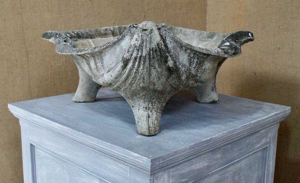 Large Mid - Century Stone Clam Shell Planter