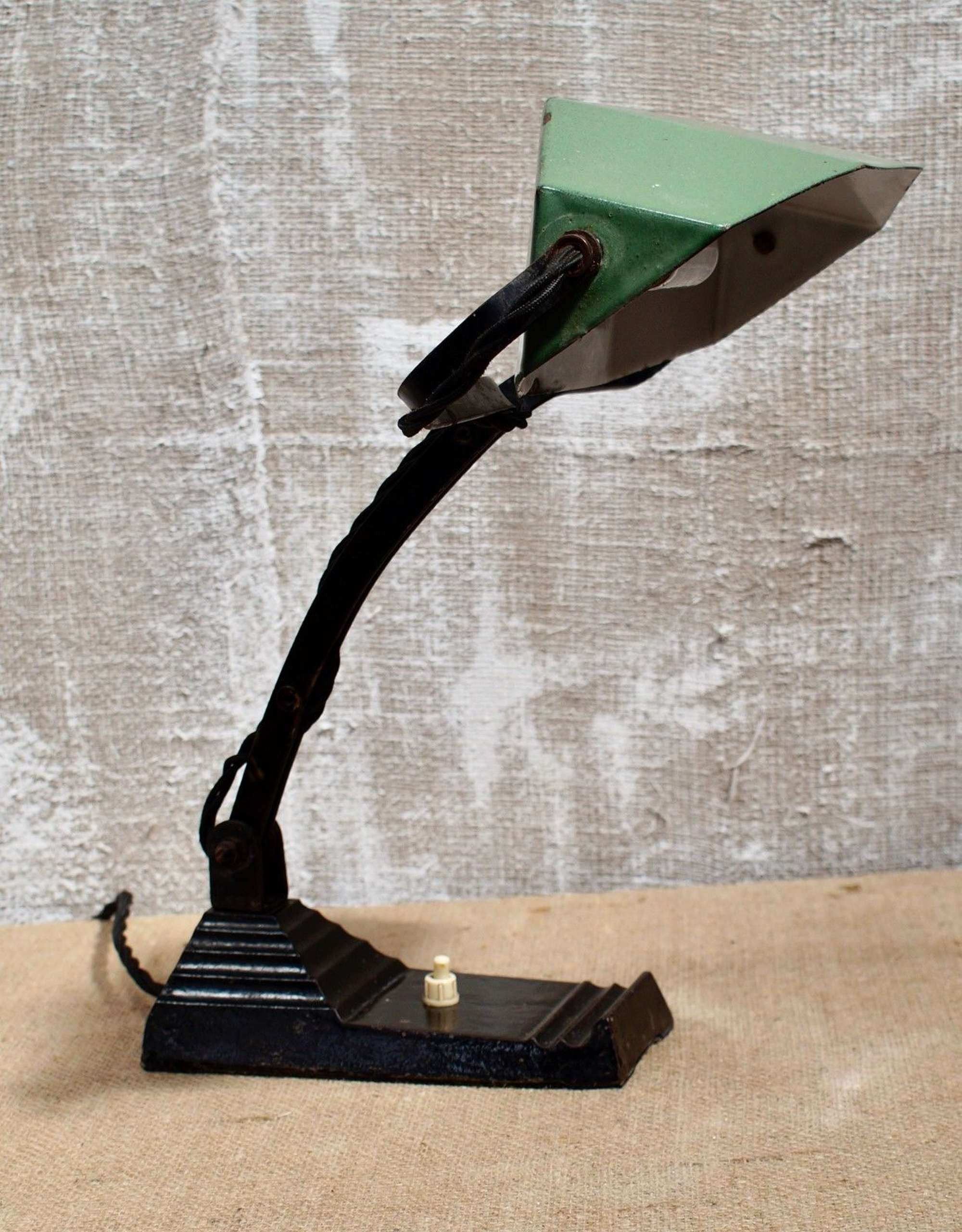 French Art Deco Enamel Desk Lamp