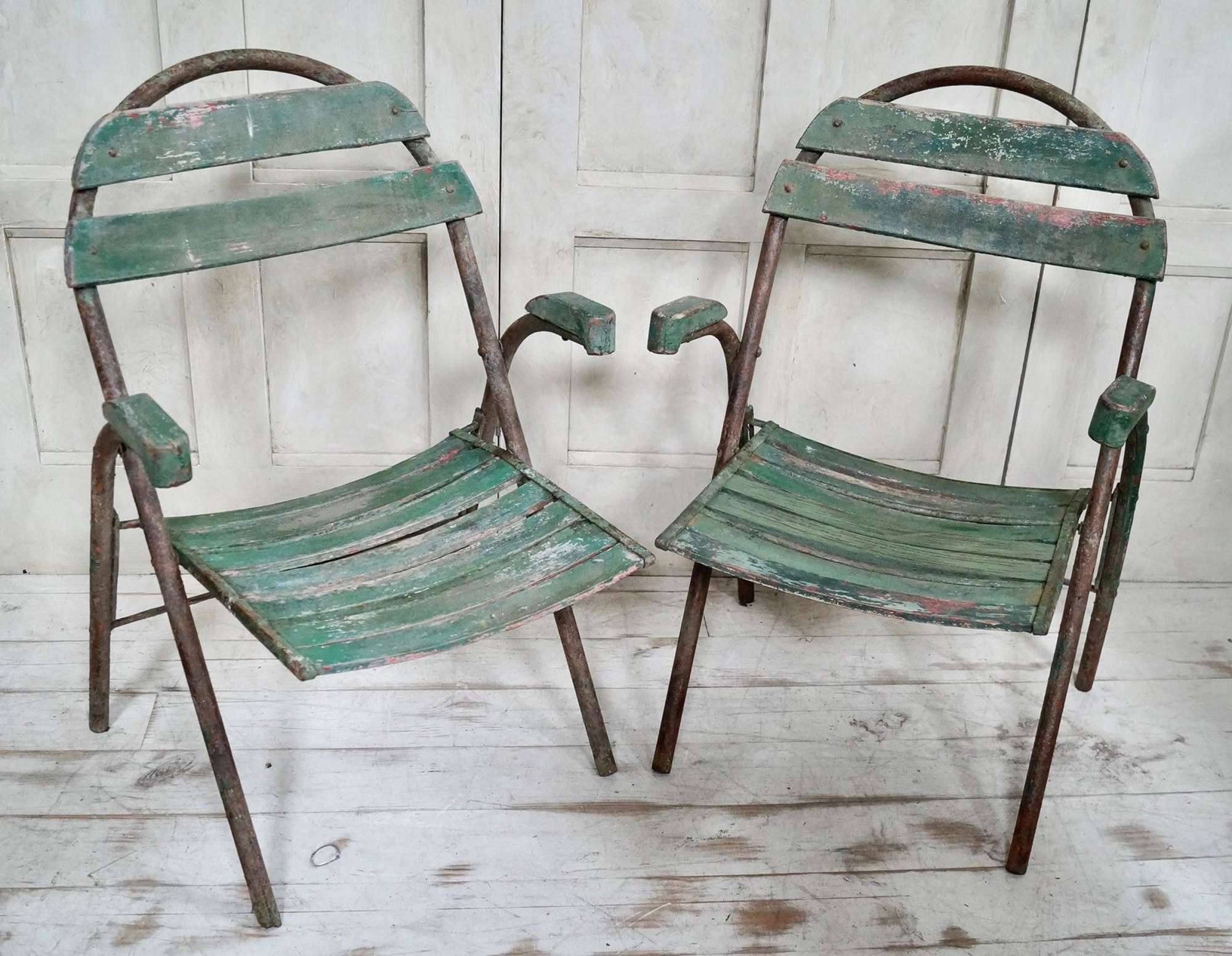 Vintage French Bistro Folding Armchairs