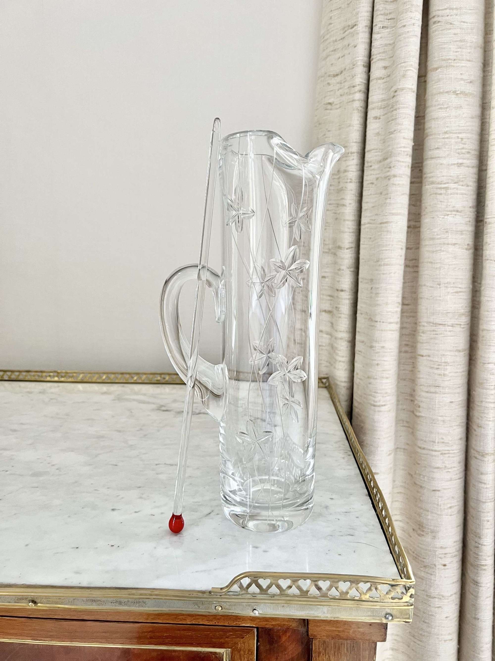 A superb tall cut crystal Martini Cocktail jug & glass stirrer rod