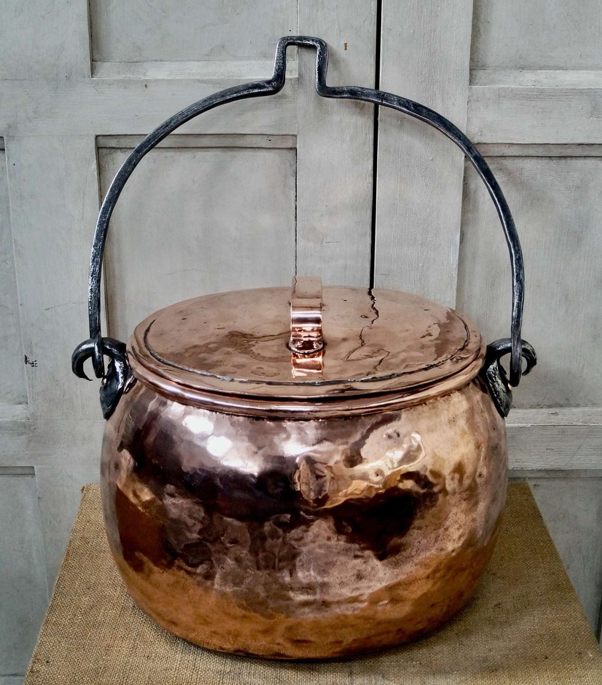 Victorian Polished Copper & Iron Cooking Pot