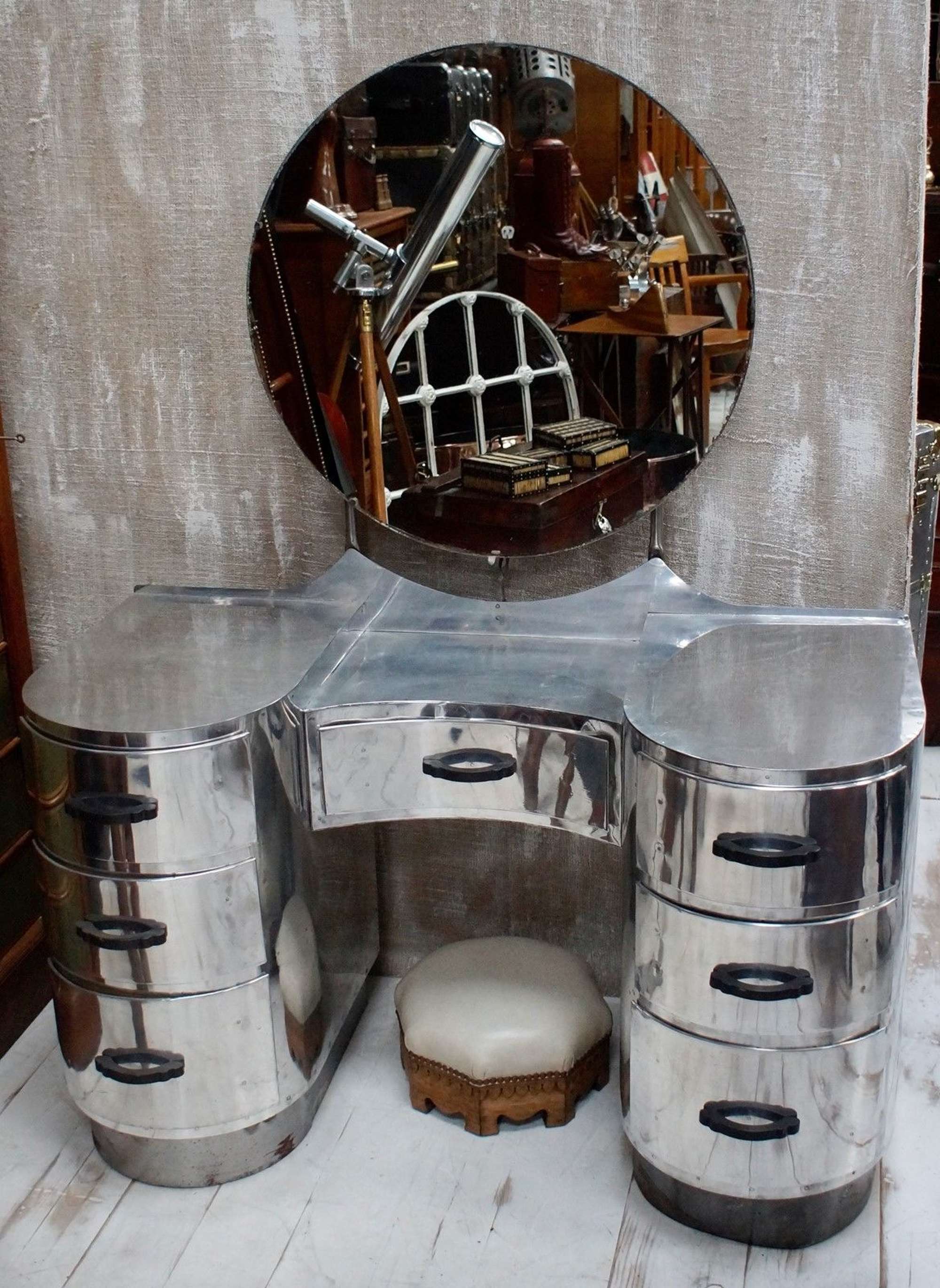 1940s Art Deco Aluminium Dressing Table By Hawker