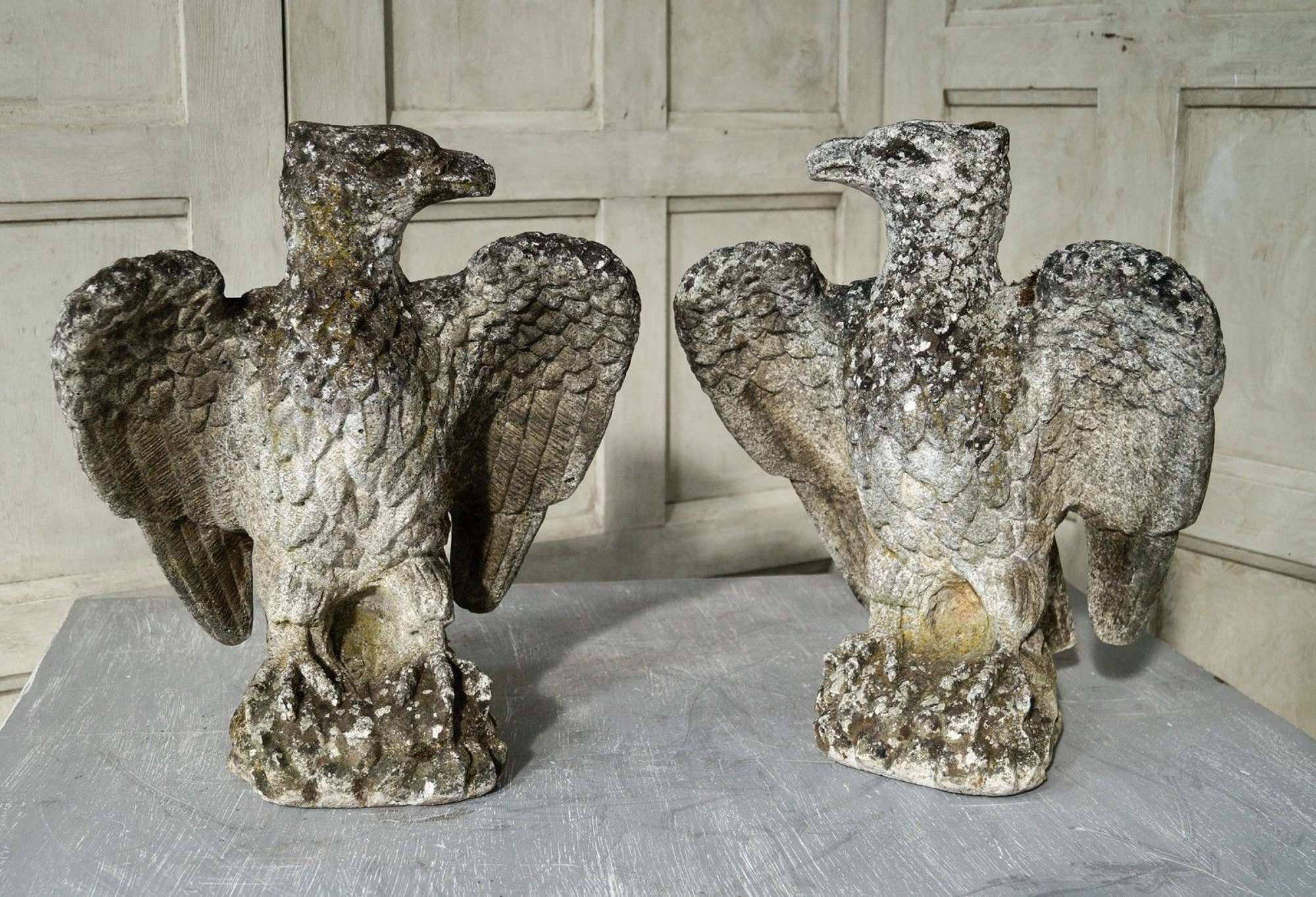 A Pair Of Vintage Italian Stone Eagles