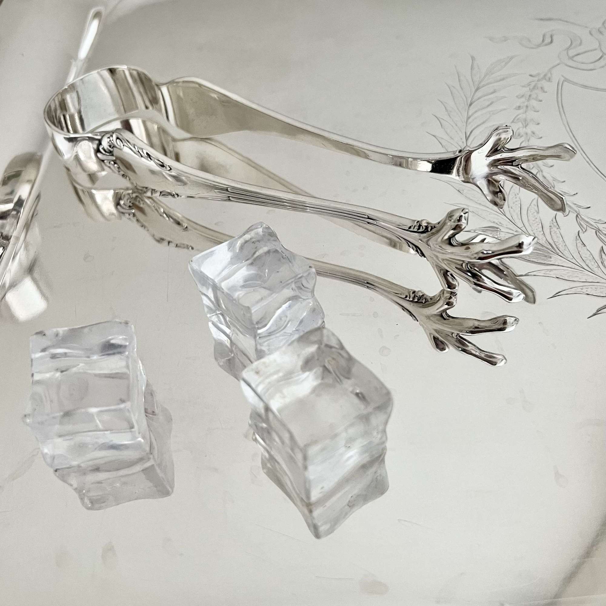 A Splendid Pair Of Reed & Barton Silver Plated Claw Ice Tongs