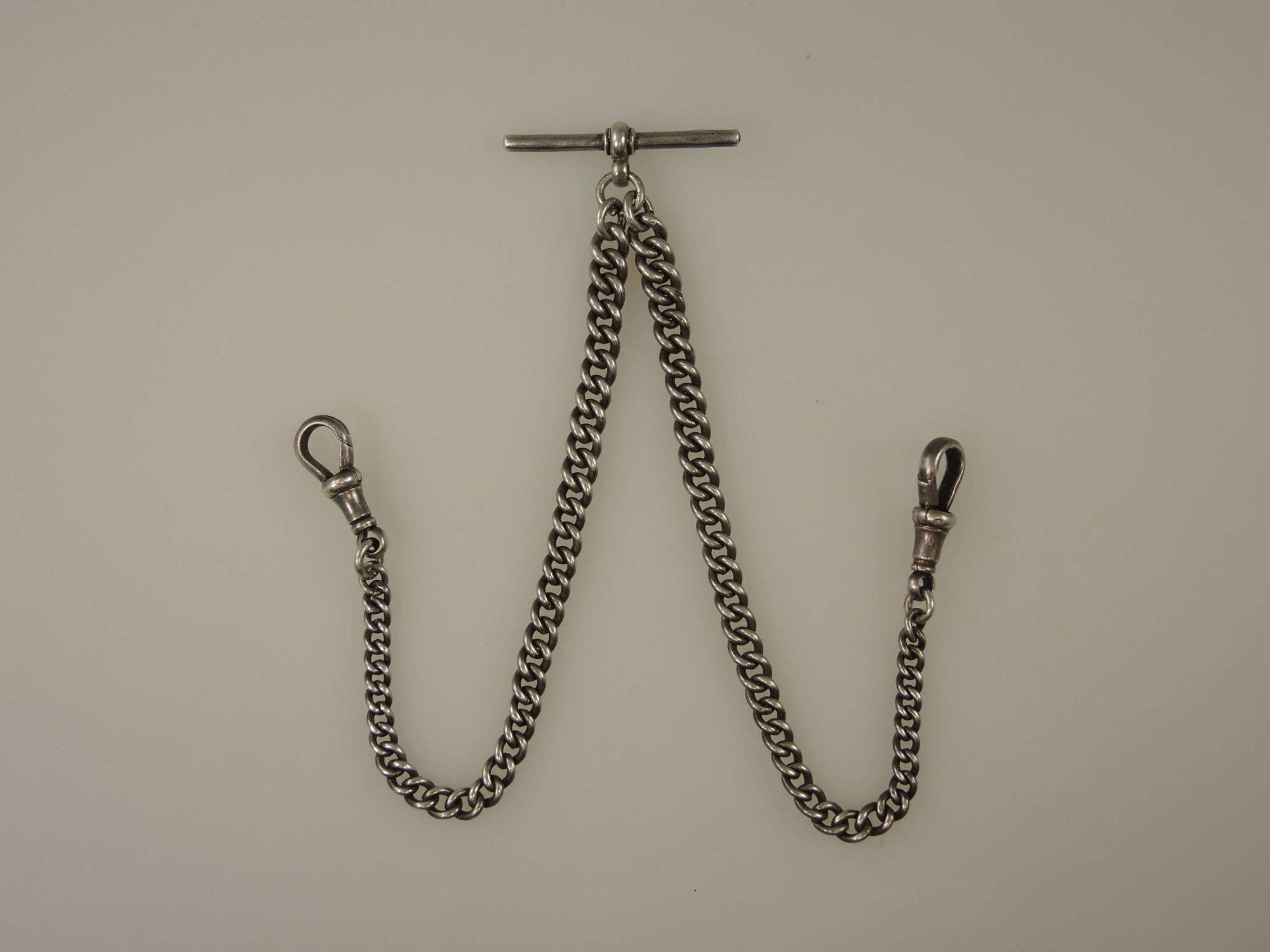 English silver double watch chain c1911