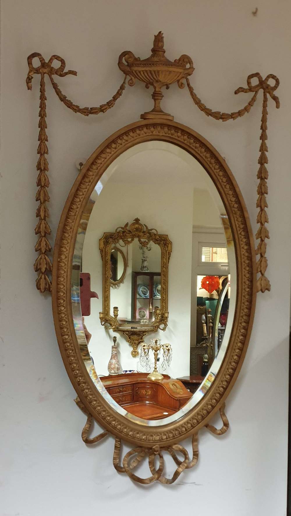 Adams Gilt  Oval Antique Mirror