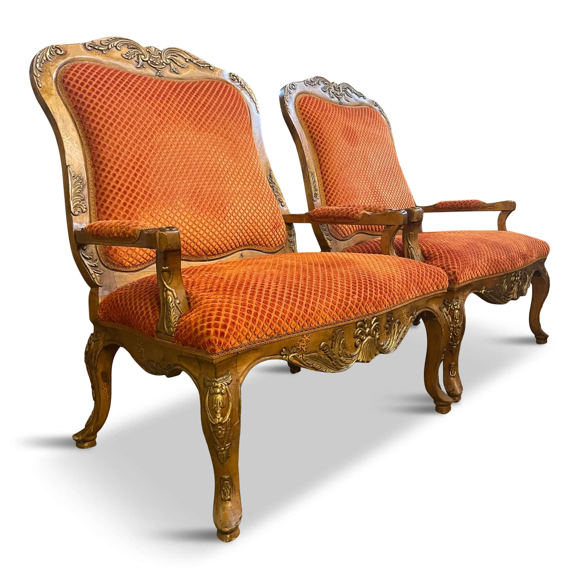Large Pair of 20th Century Louis XV French Armchairs