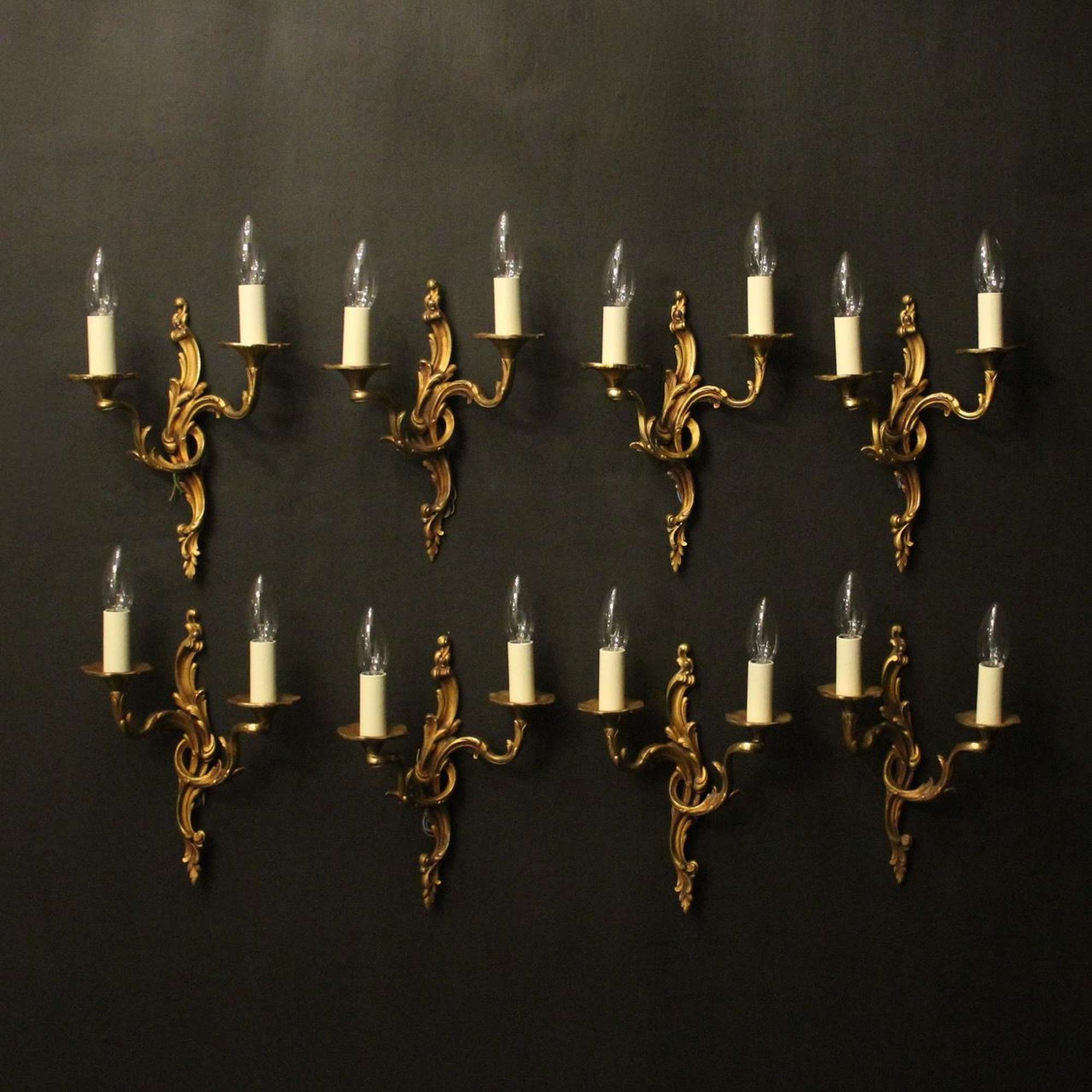 French Set Of 8 Bronze Antique Wall Lights
