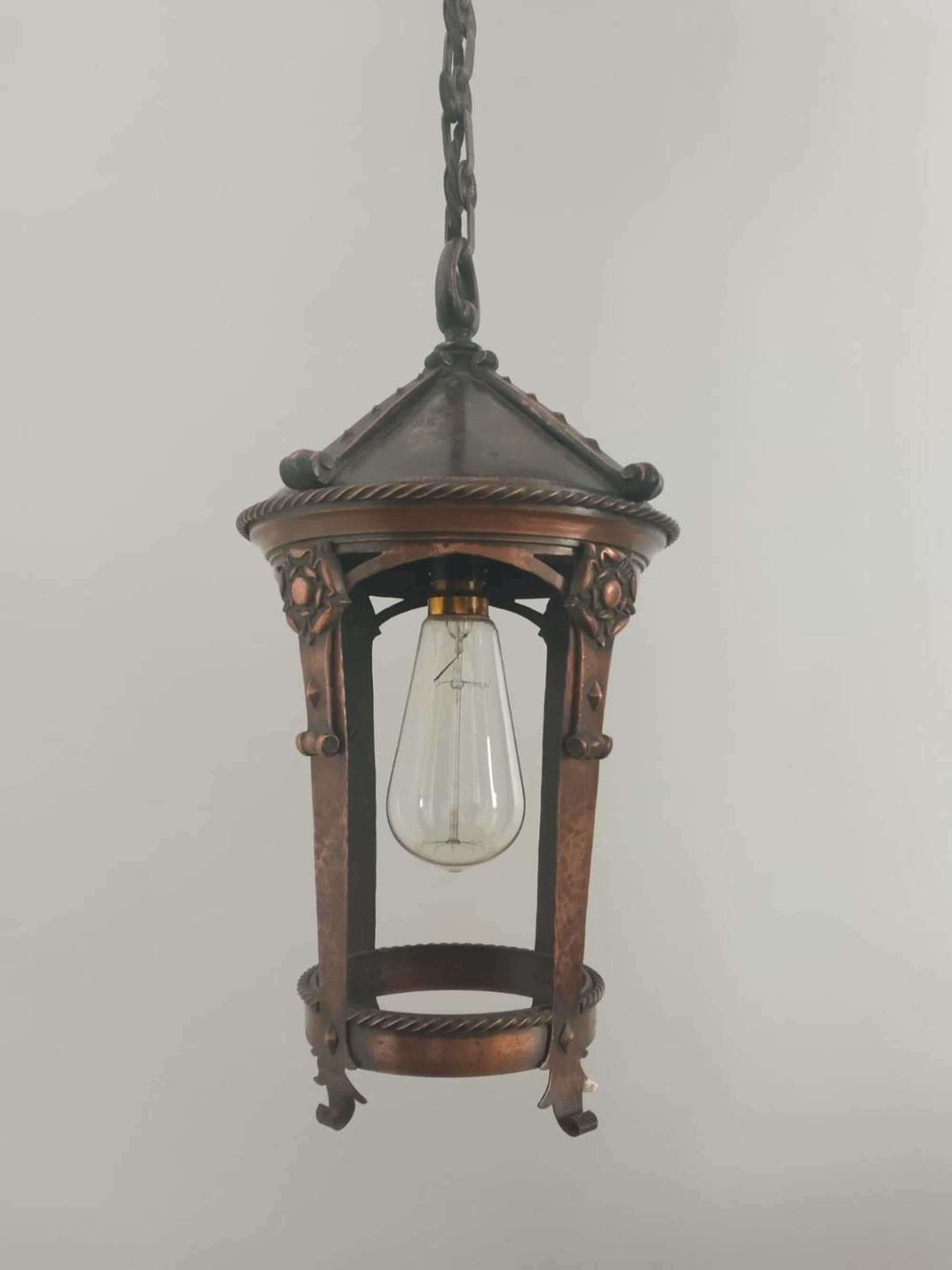 Arts & Crafts Copper Pendant Antique Lantern