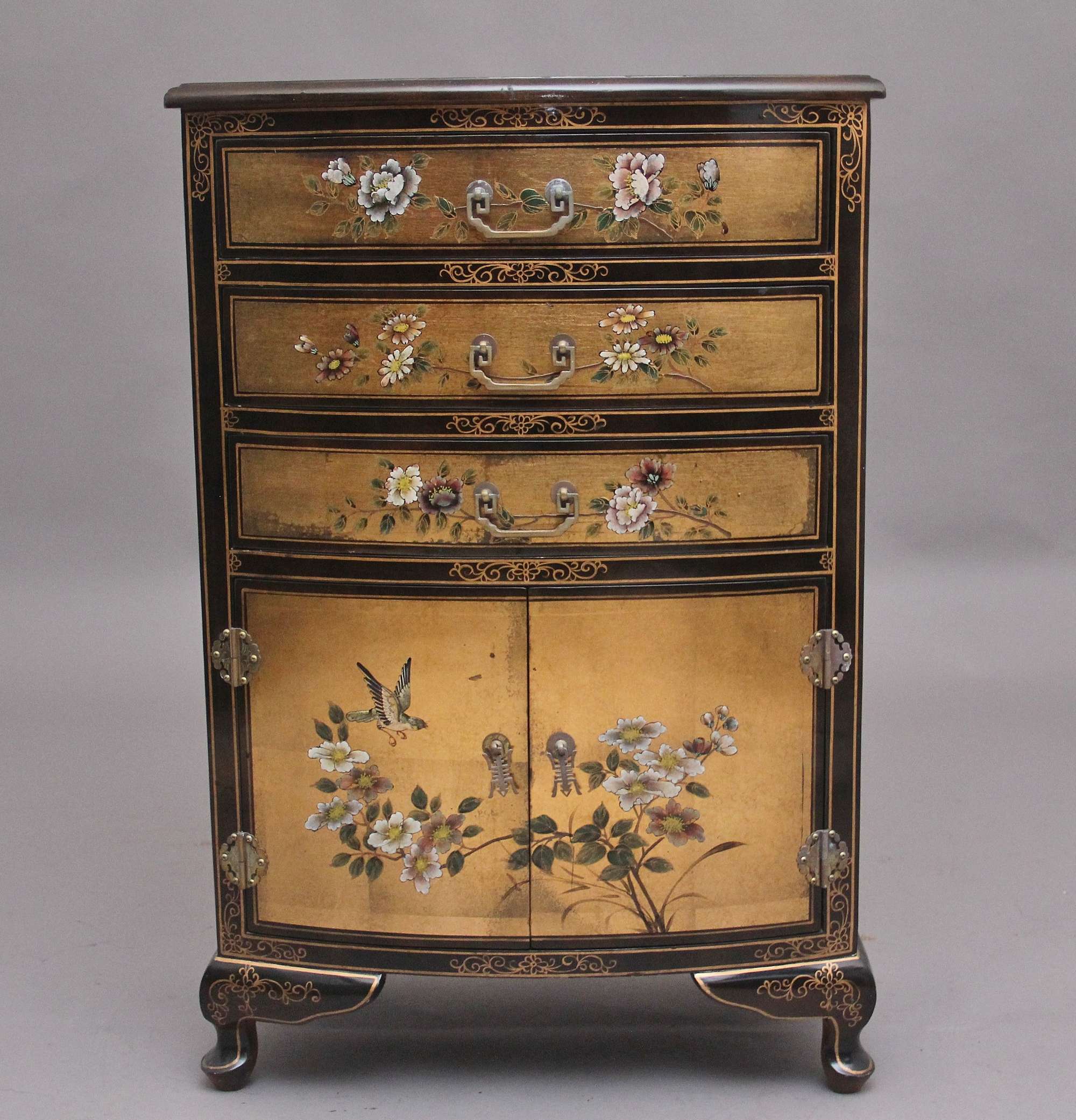 A Decorative Mid 20th Century Painted And Lacquered Cabinet