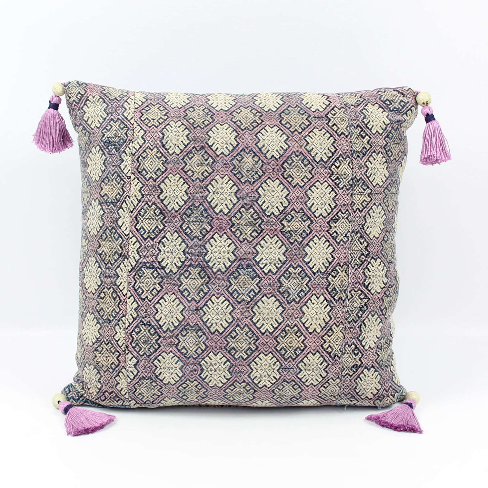 Lilac Silk Buyi Cushion with Tassels