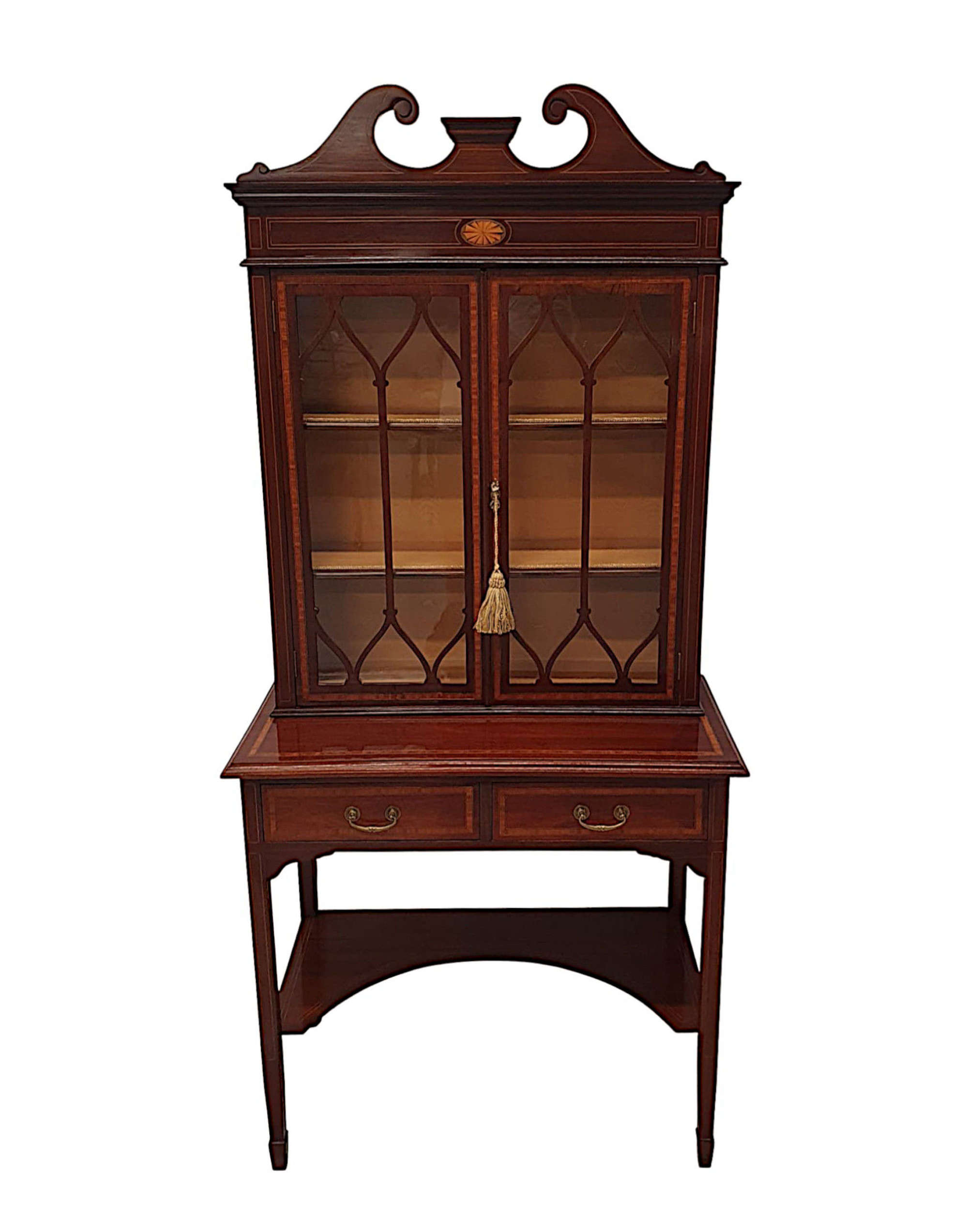 A Fabulous Edwardian Inlaid Display Case Or Antique Bookcase