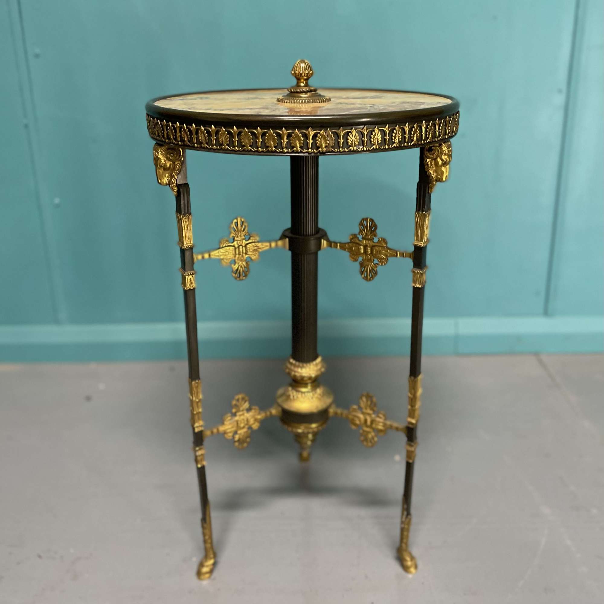 French Empire Style Round Marble Top Side Table