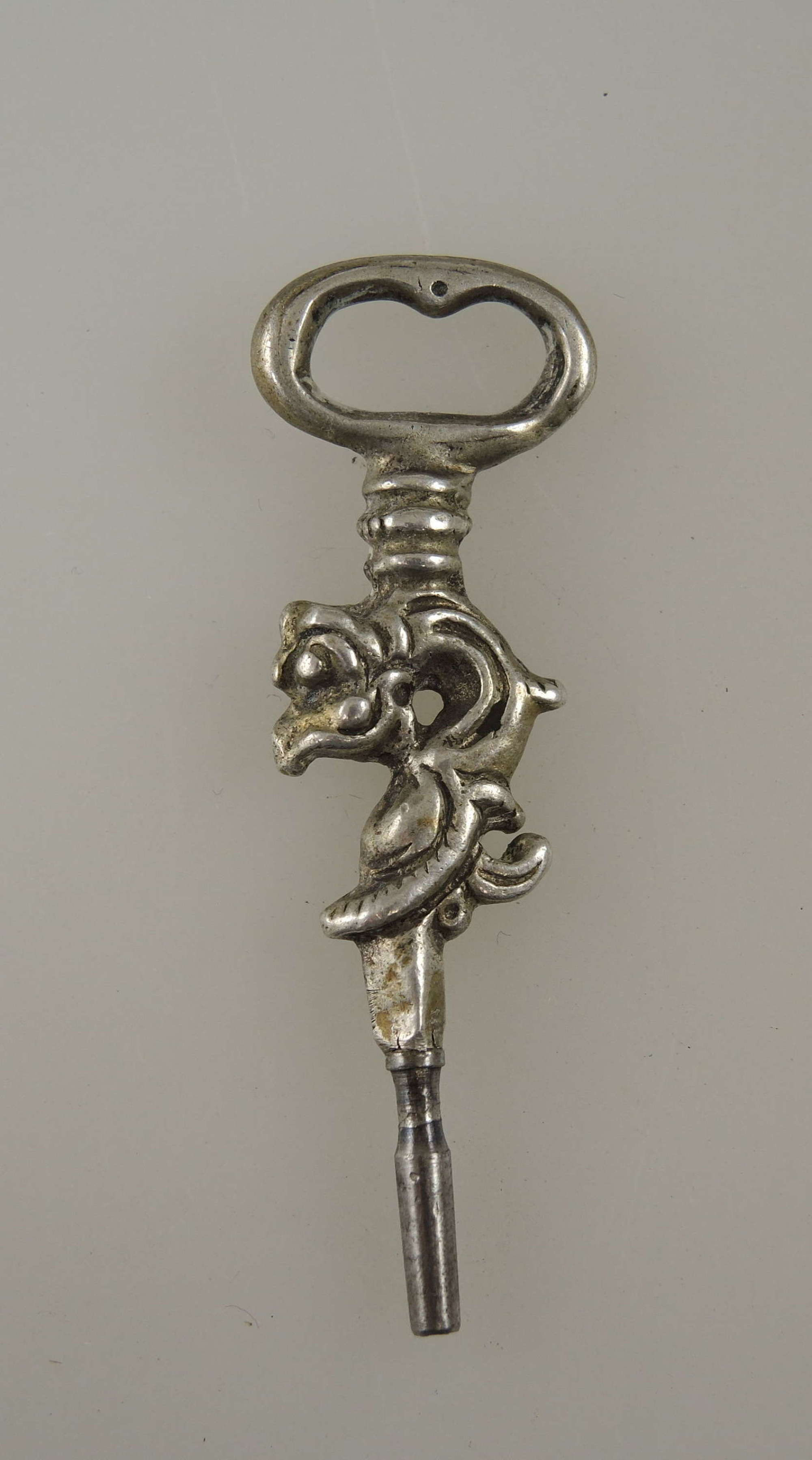 Silver dragon shaped pocket watch key c1850