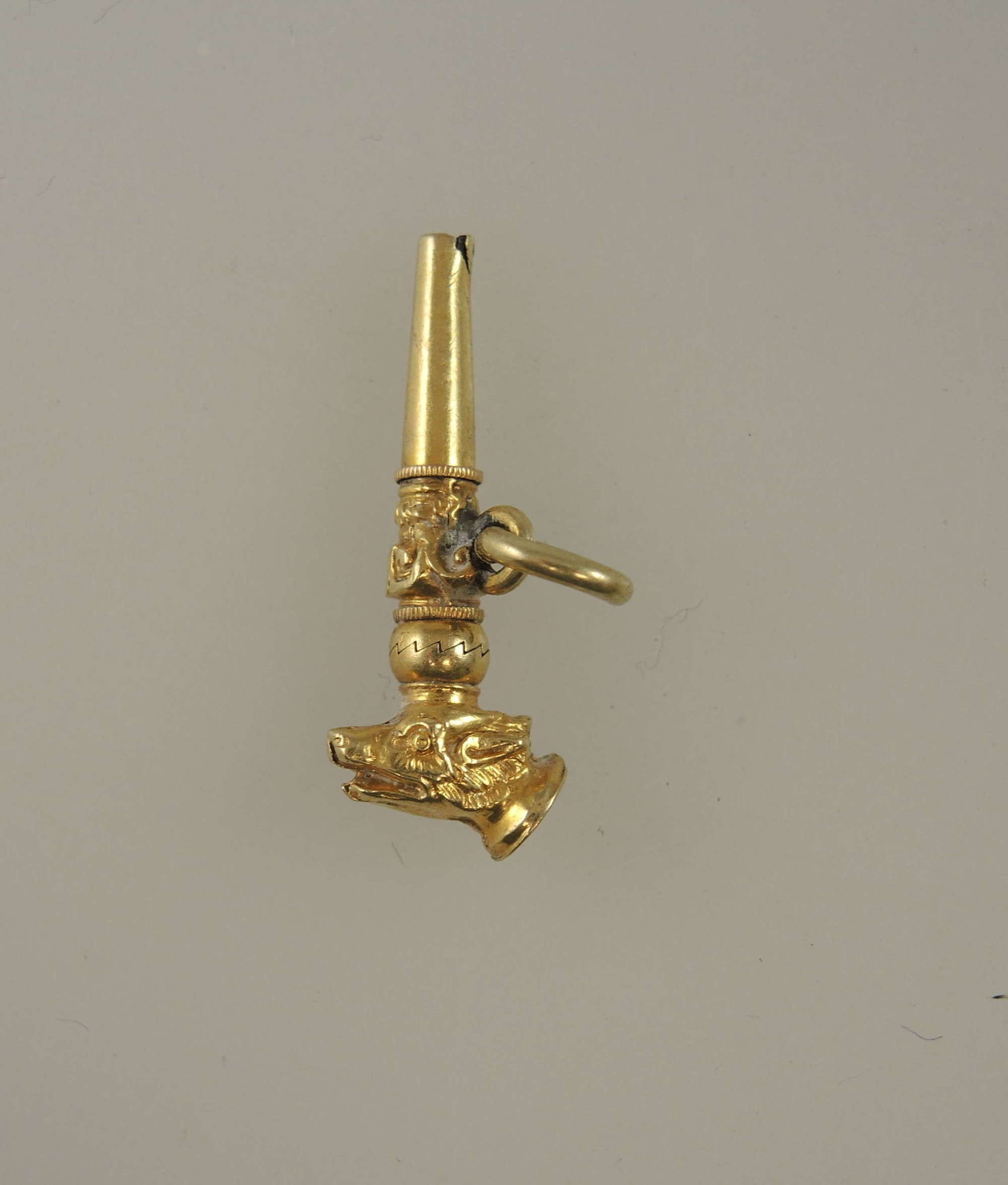 Gold DOGS head Breguet pocket watch key c1850