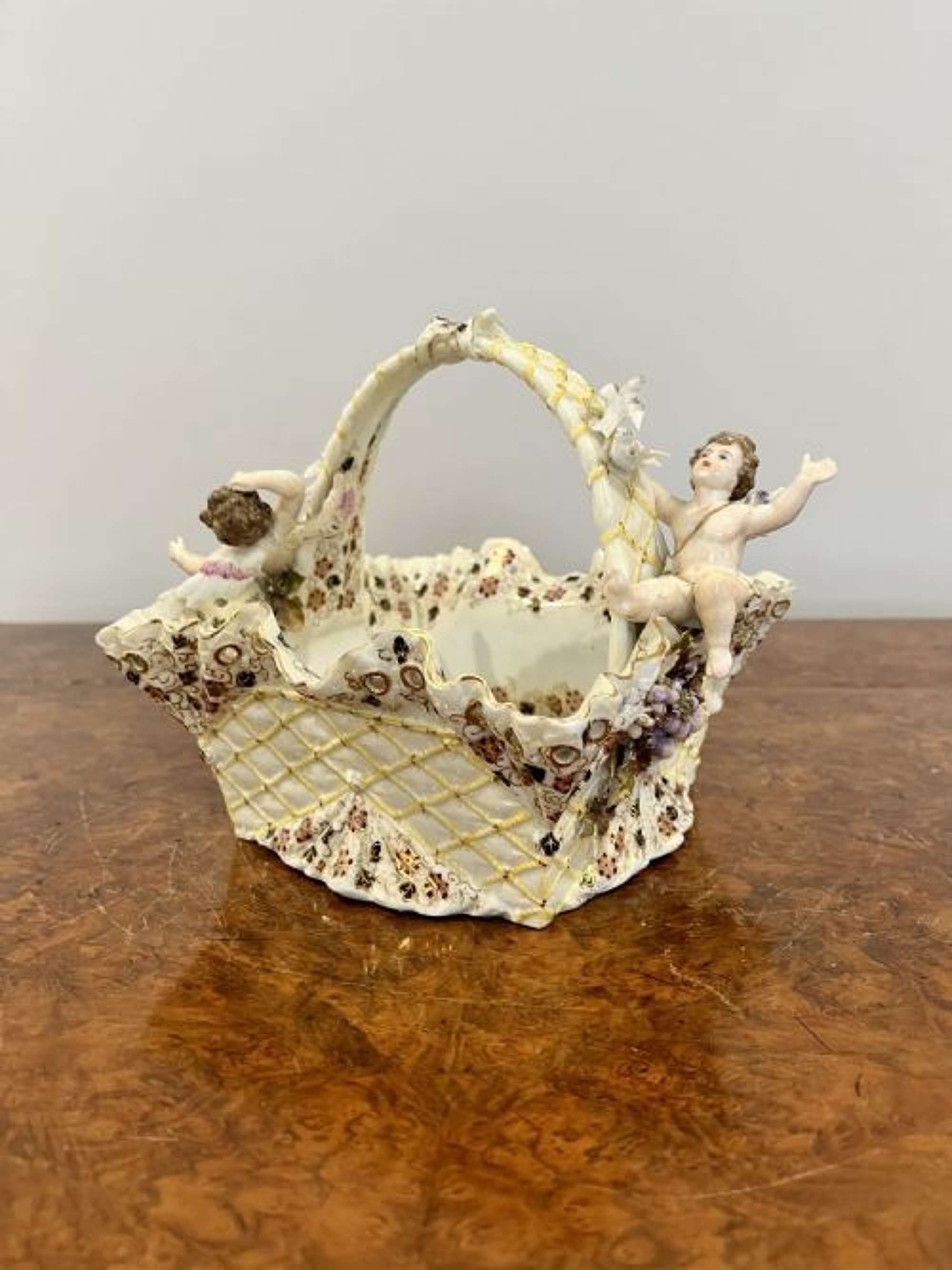 Fantastic Quality Antique Victorian Porcelain Basket