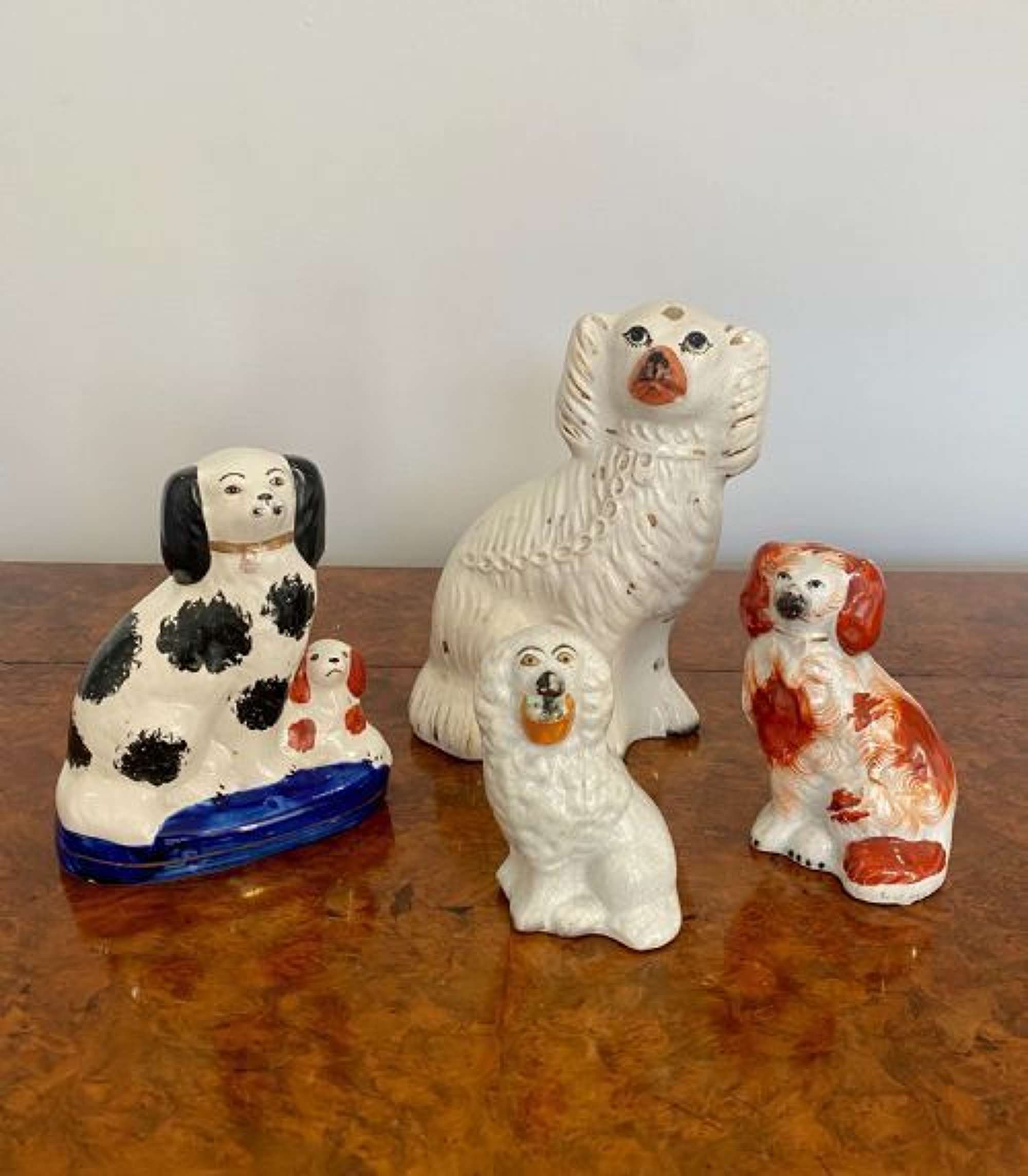 Collection Of Four Antique Quality Staffordshire Dogs