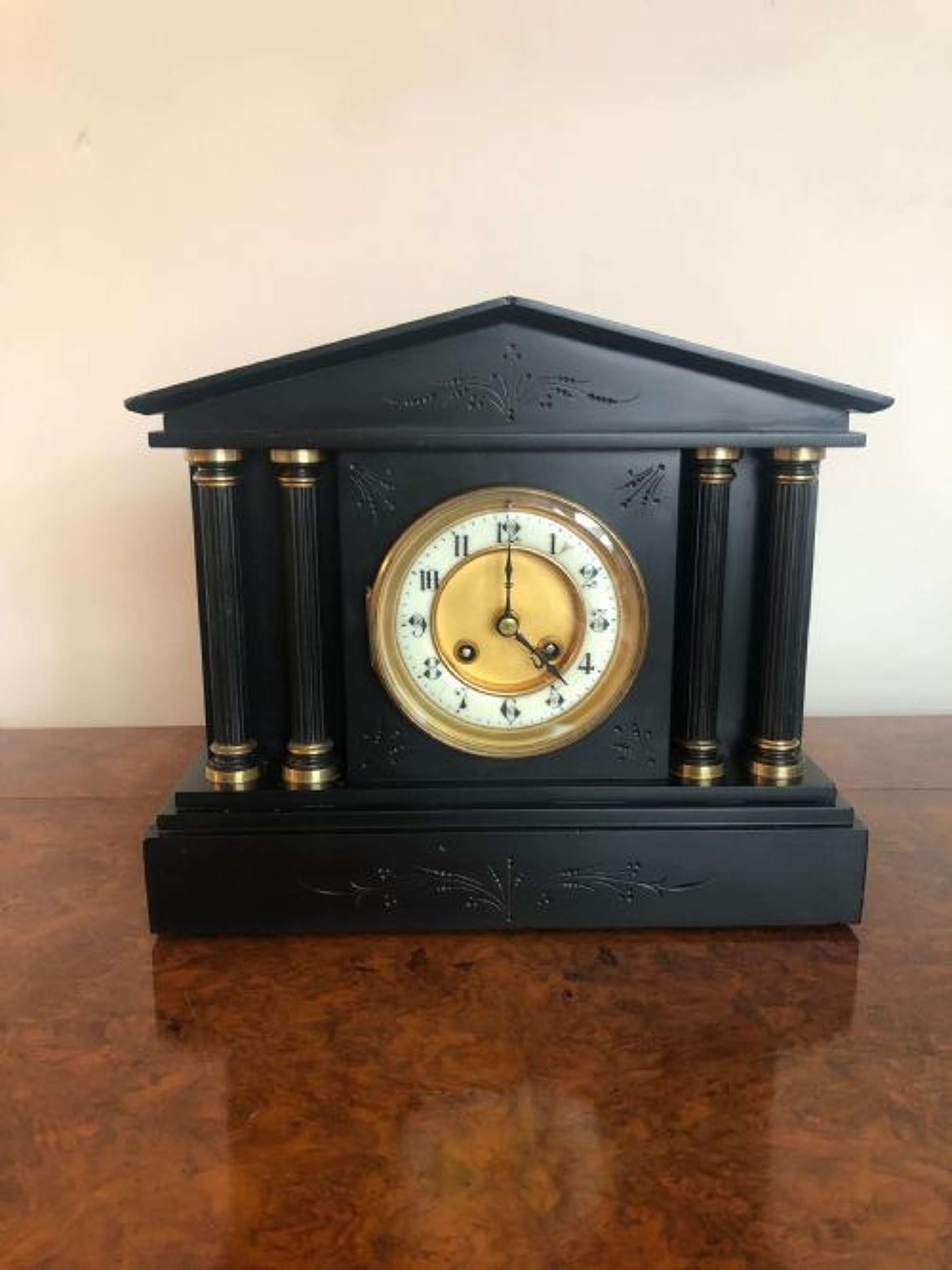 Antique Victorian Marble Mantle Clock With An 8 Day Striking Movement