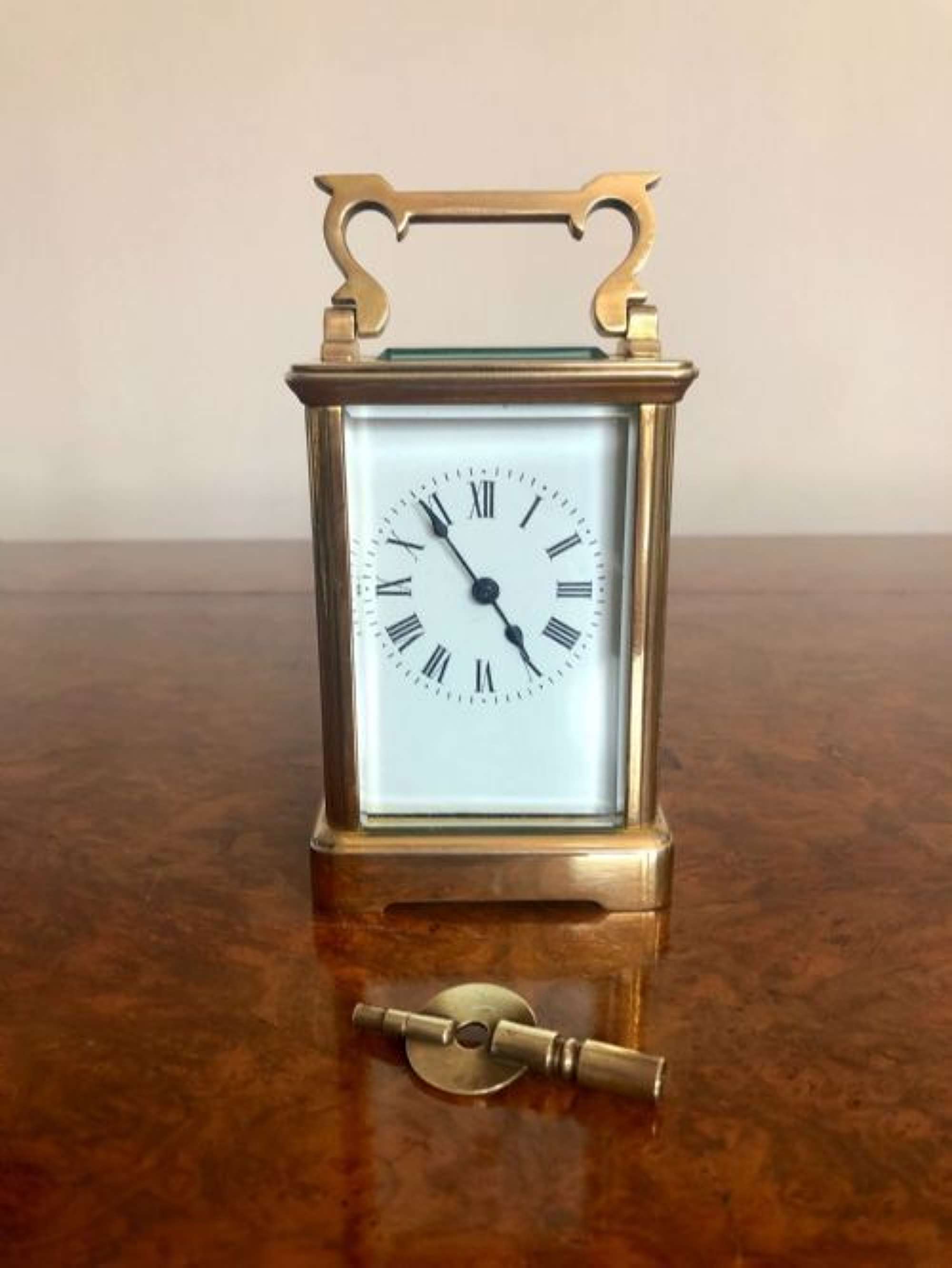 Quality Antique Victorian French Brass Carriage Clock