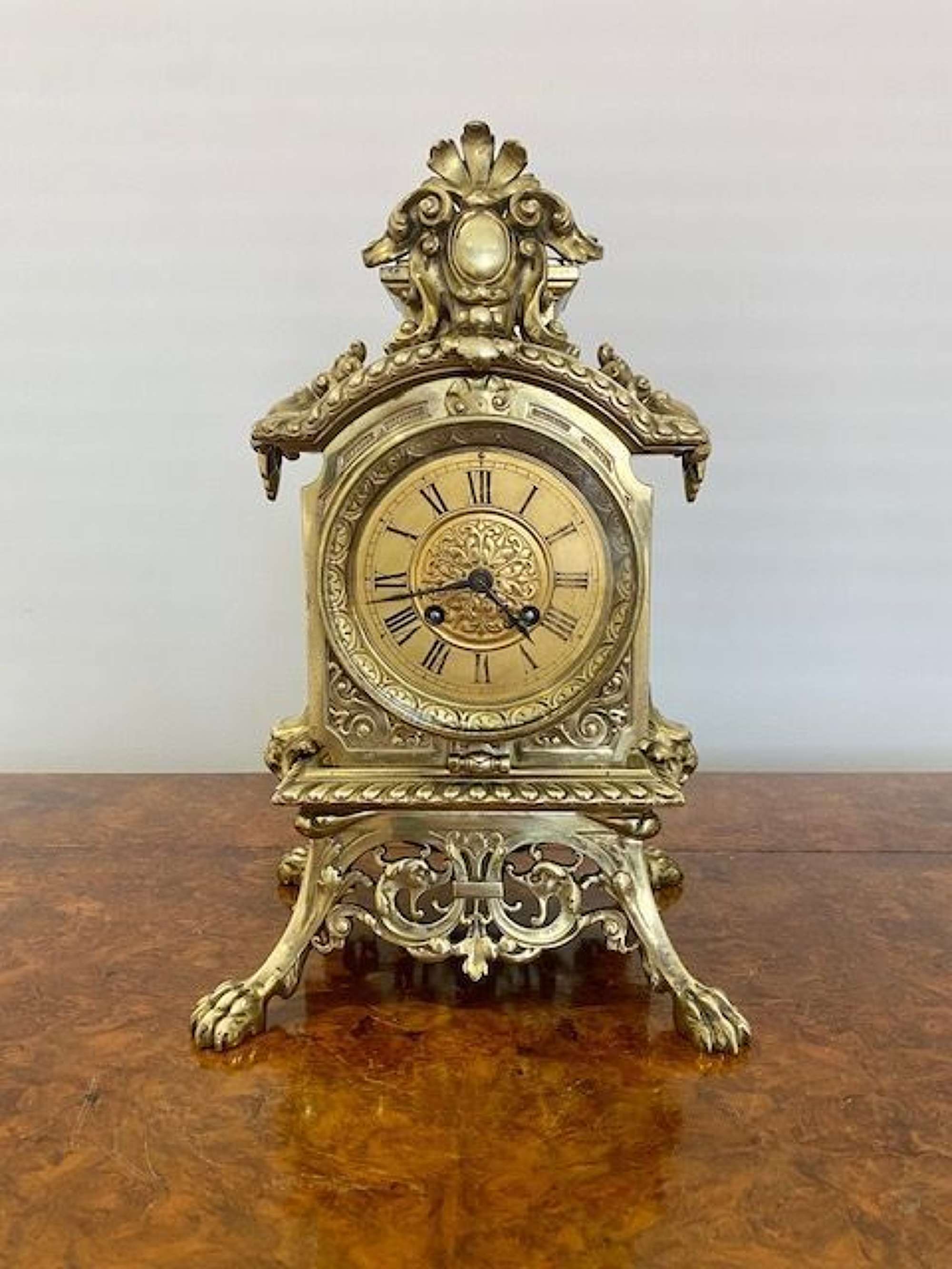 Quality Antique Victorian Ornate Brass Mantle Clock