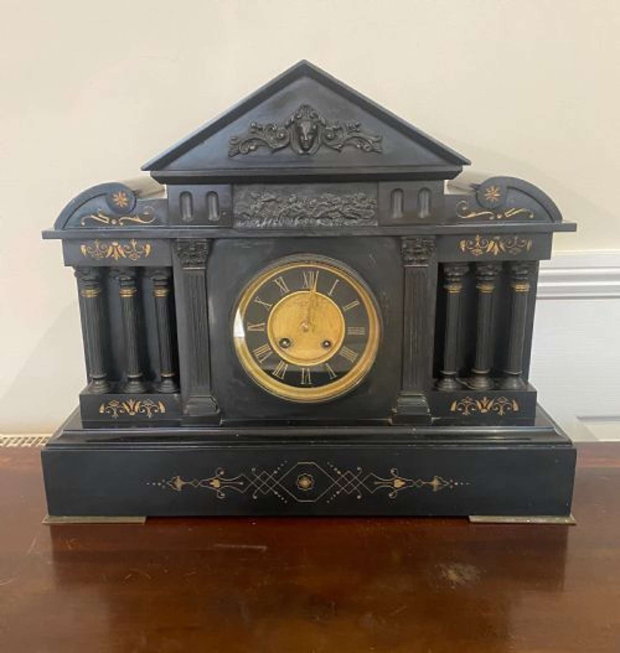 Large Quality Victorian Marble Mantle Antique Clock