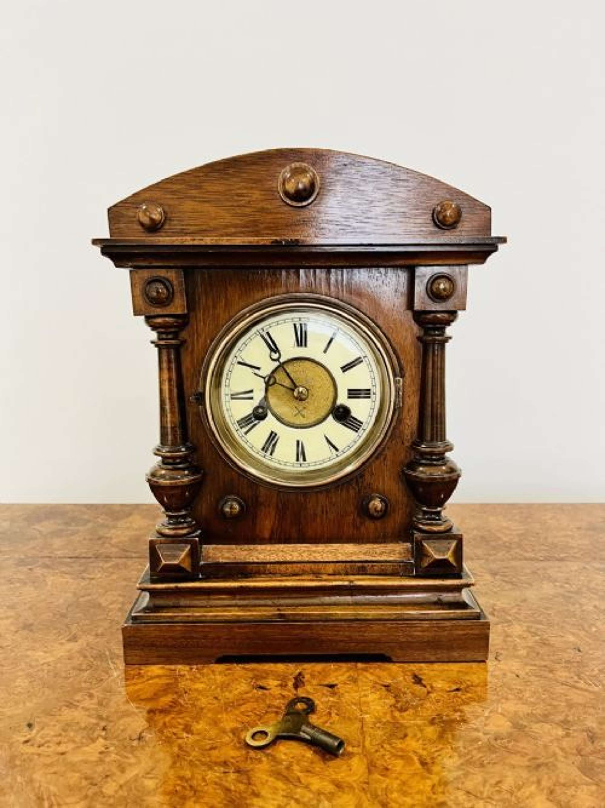 Antique Victorian Walnut Mantle Clock