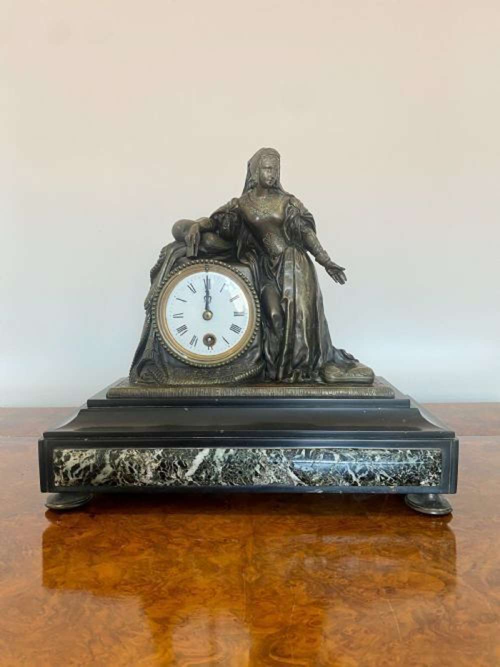 A Quality Victorian Marble Mantle Antique Clock