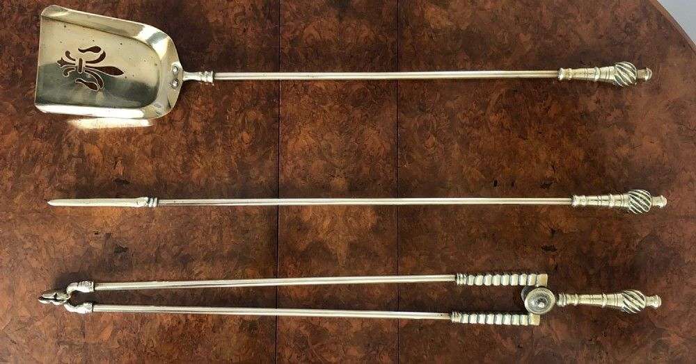 Set Of Quality Brass Fire Irons