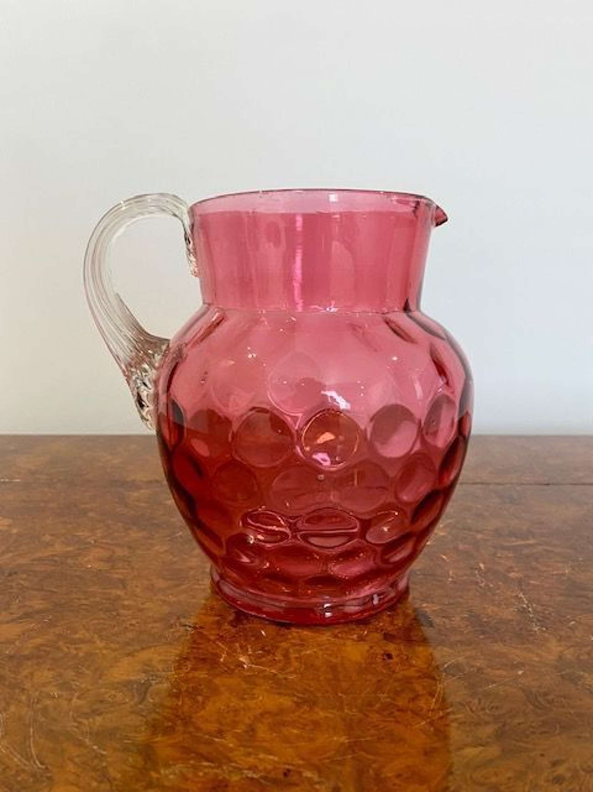 Antique Victorian Quality Cranberry Glass Jug