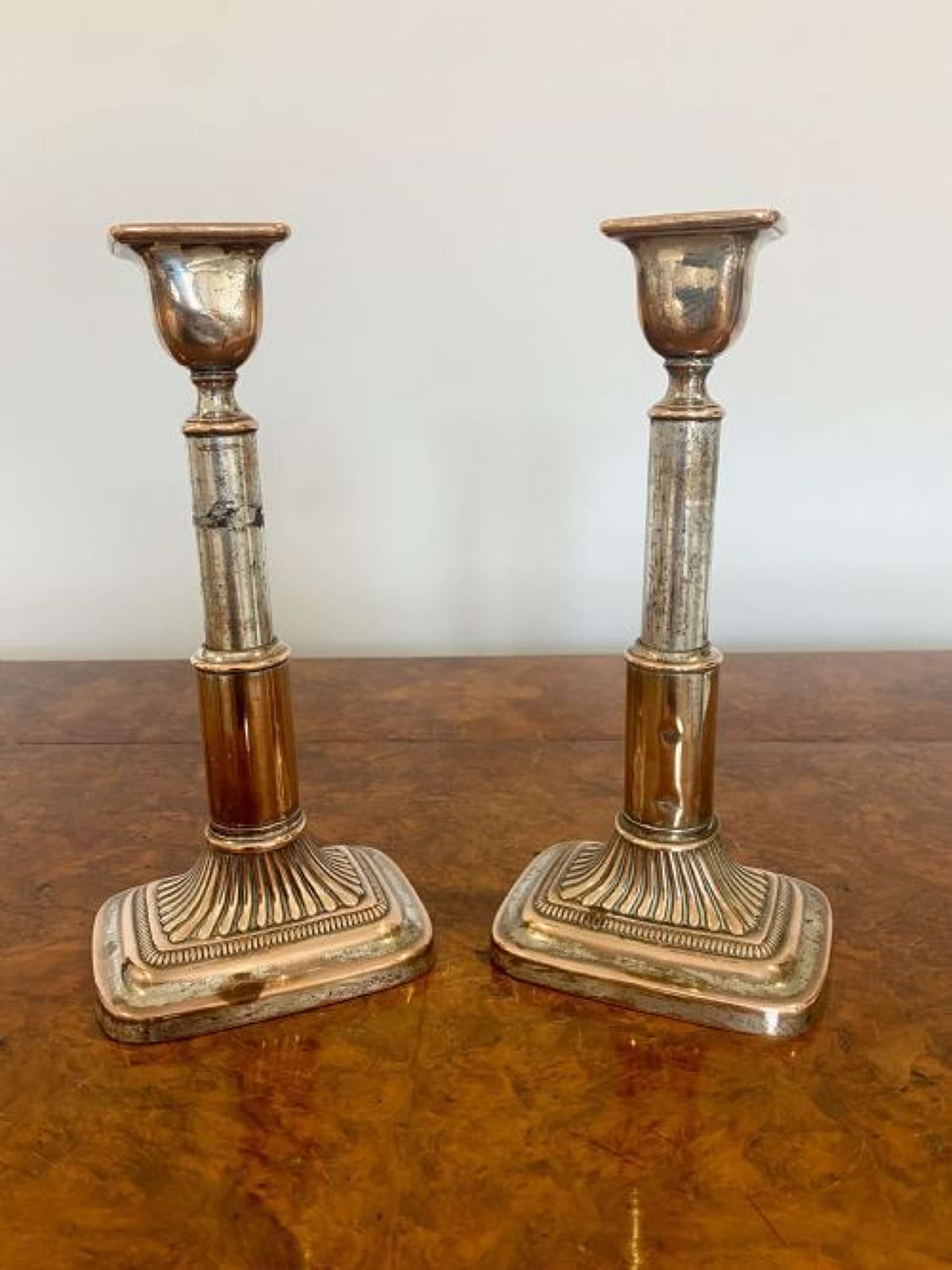 Pair Of Antique Quality Victorian Sheffield Plated Telescopic Candlesticks