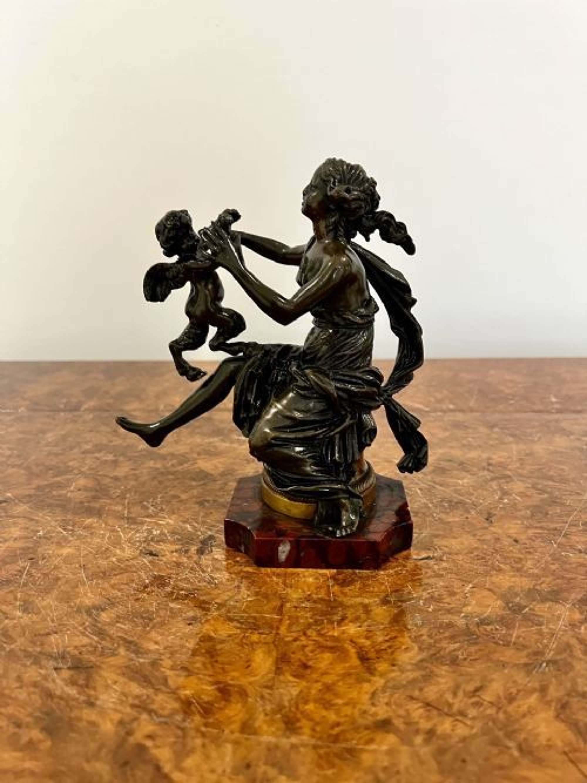 Antique Victorian Quality Bronze Figure Of A Seated Lady