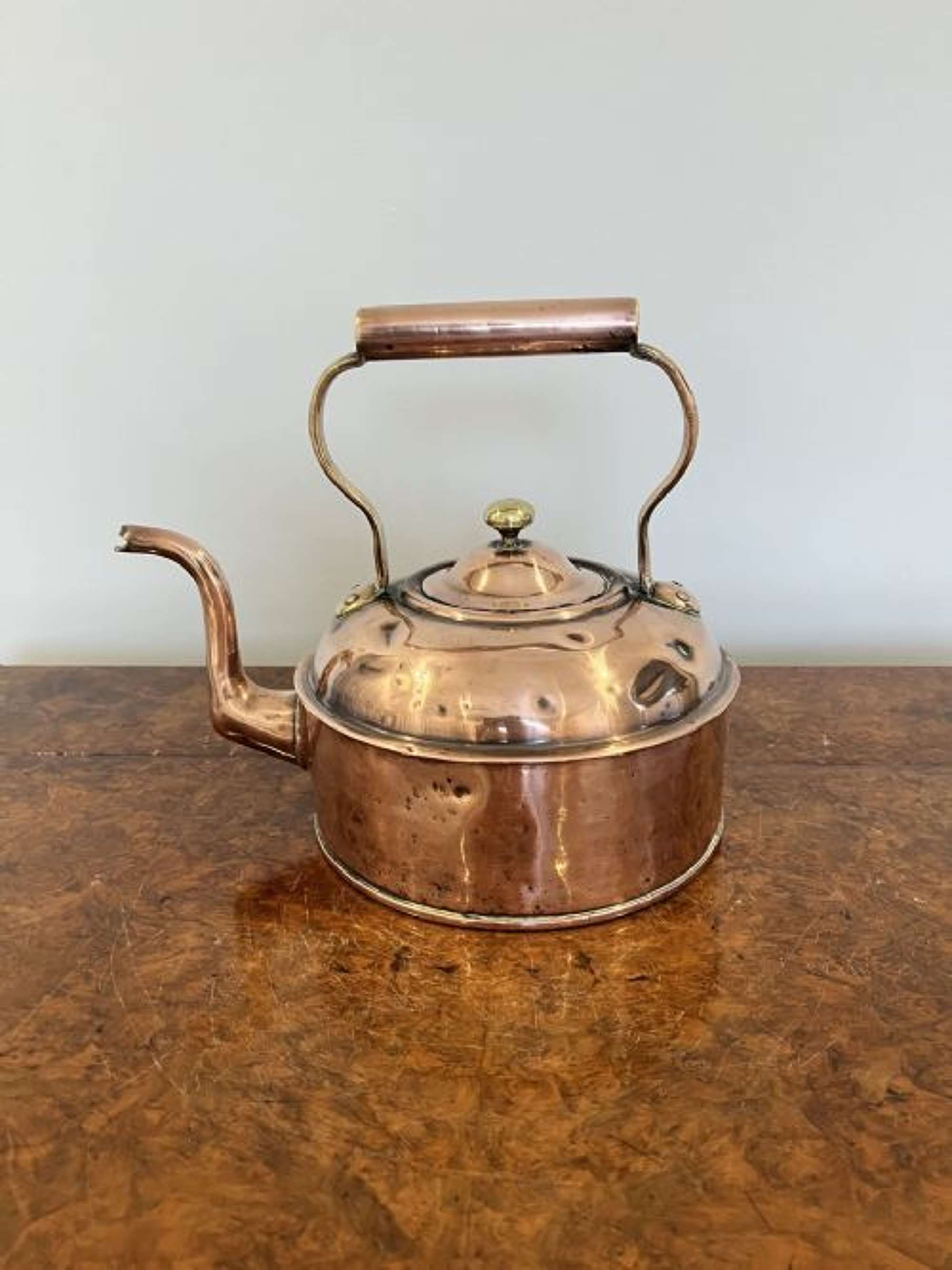 Unusual Antique Victorian Quality Copper Kettle