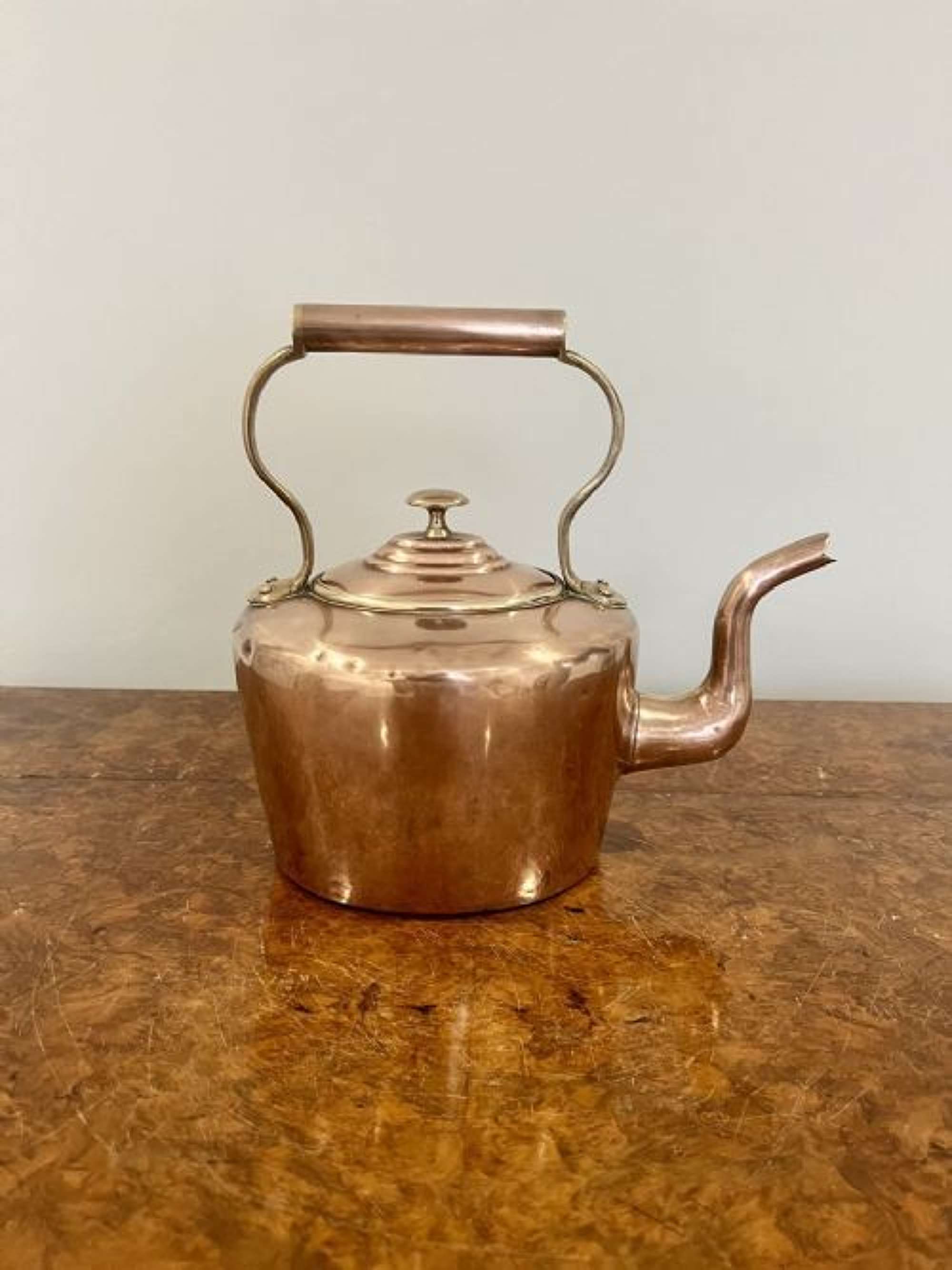 Small Antique George Iii Quality Copper Kettle