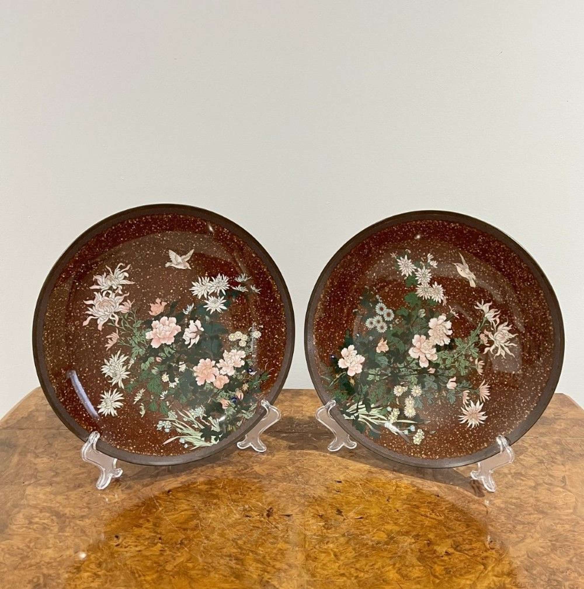 Fine Pair Of Antique Japanese Cloisonn Plates