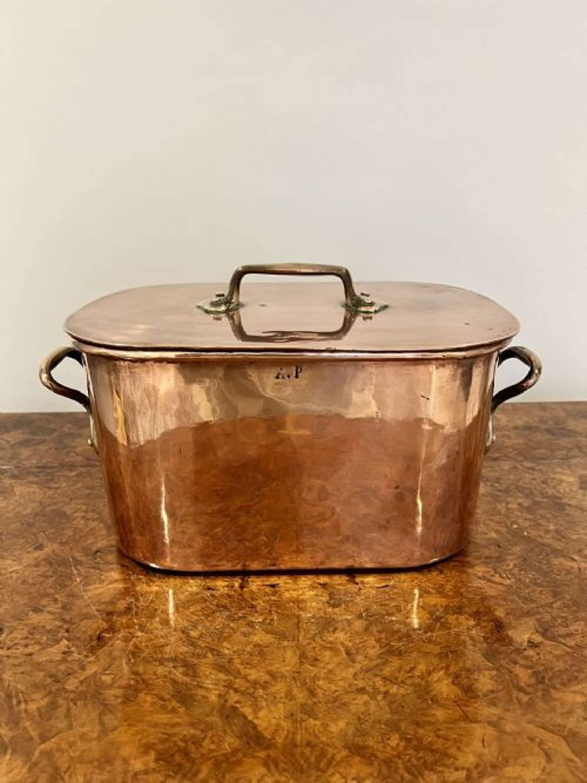 Large Antique George Iii Quality Copper Lidded Pot