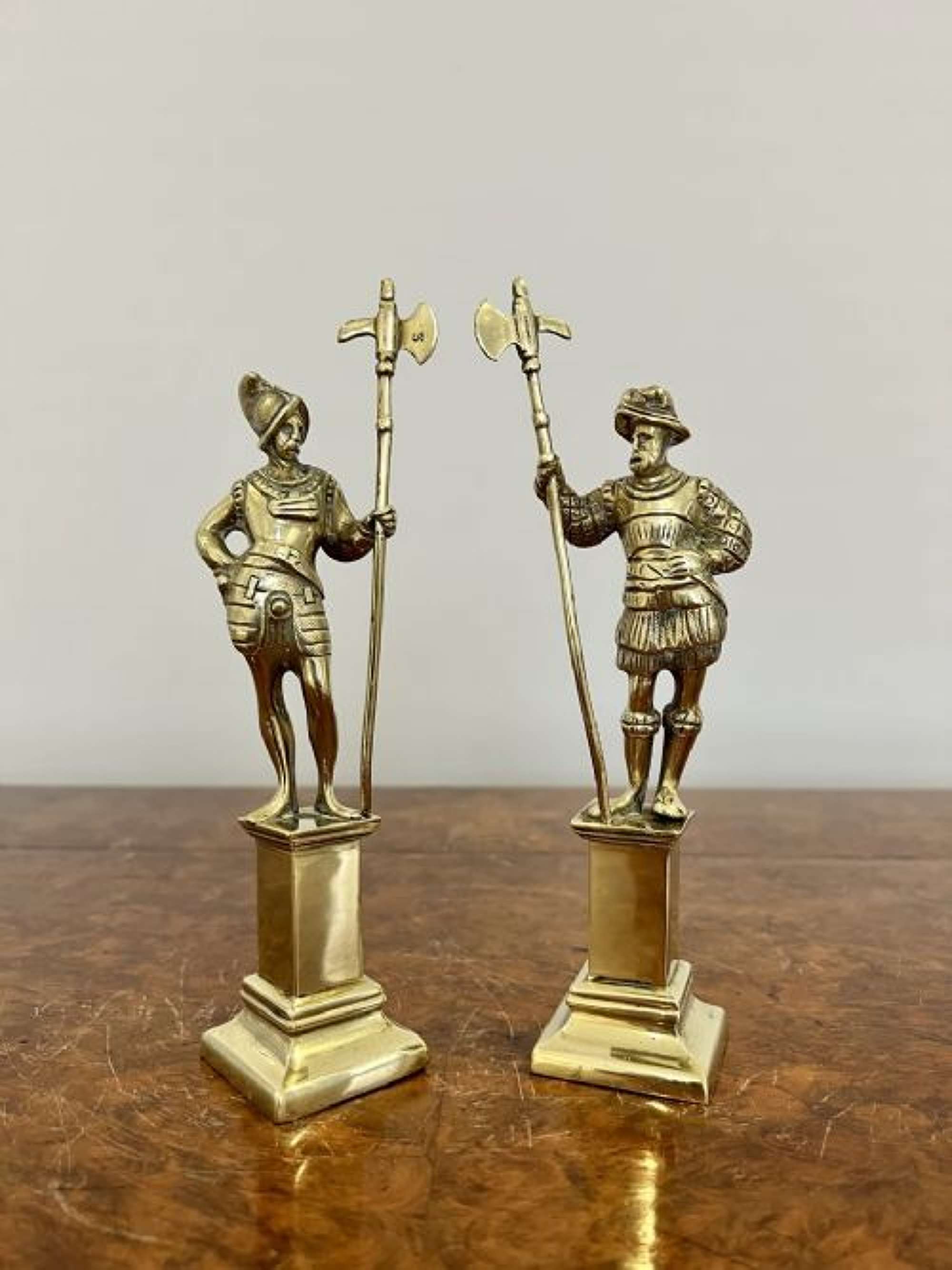 Pair Of Antique Victorian Quality Brass Figures Of Cavaliers