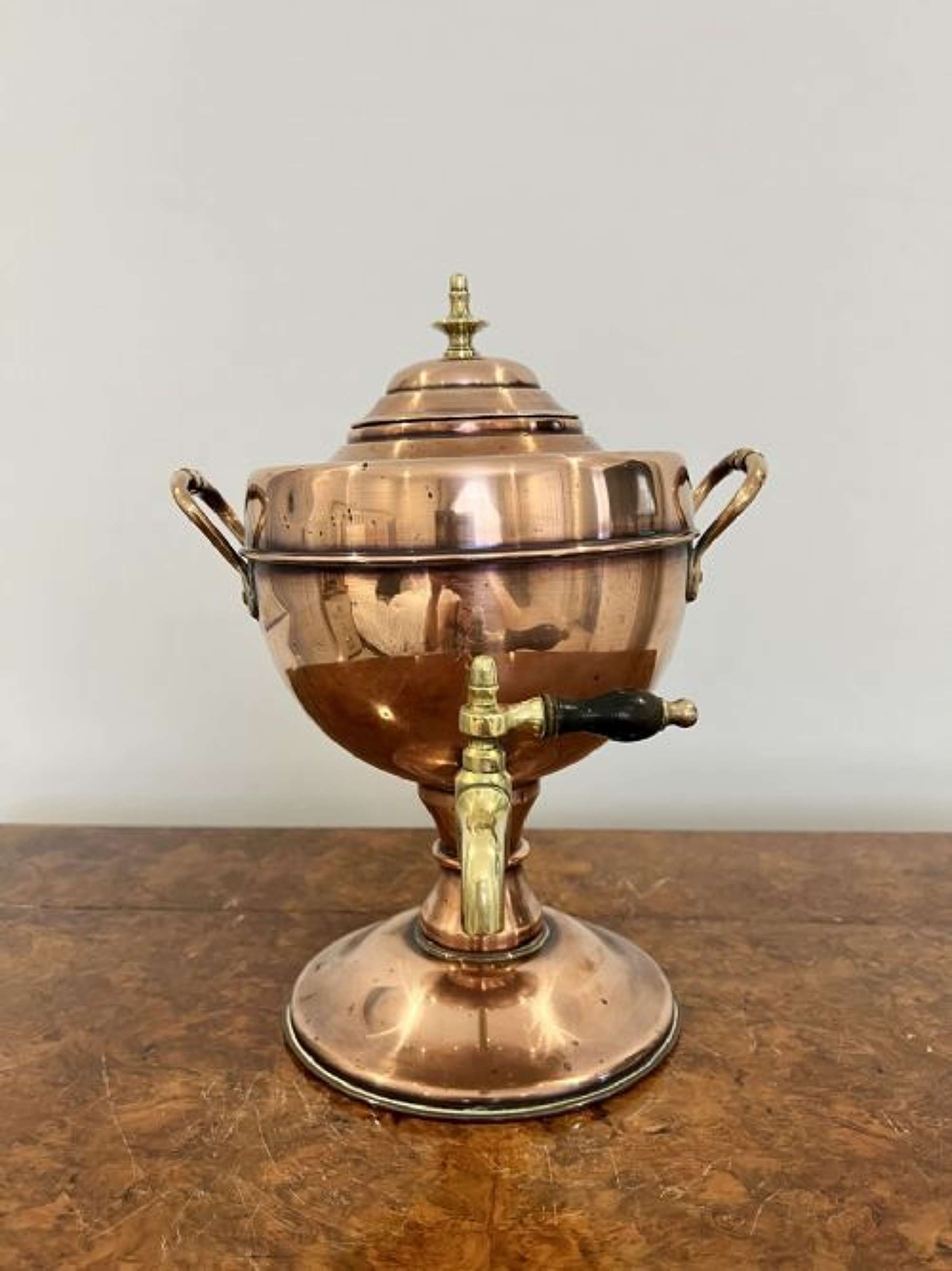 Antique Victorian Quality Copper And Brass Tea Urn