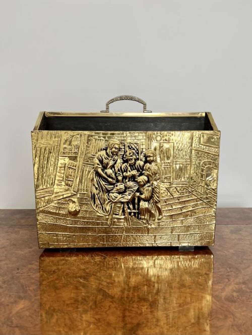 Antique Ornate Quality Brass Newspaper Stand