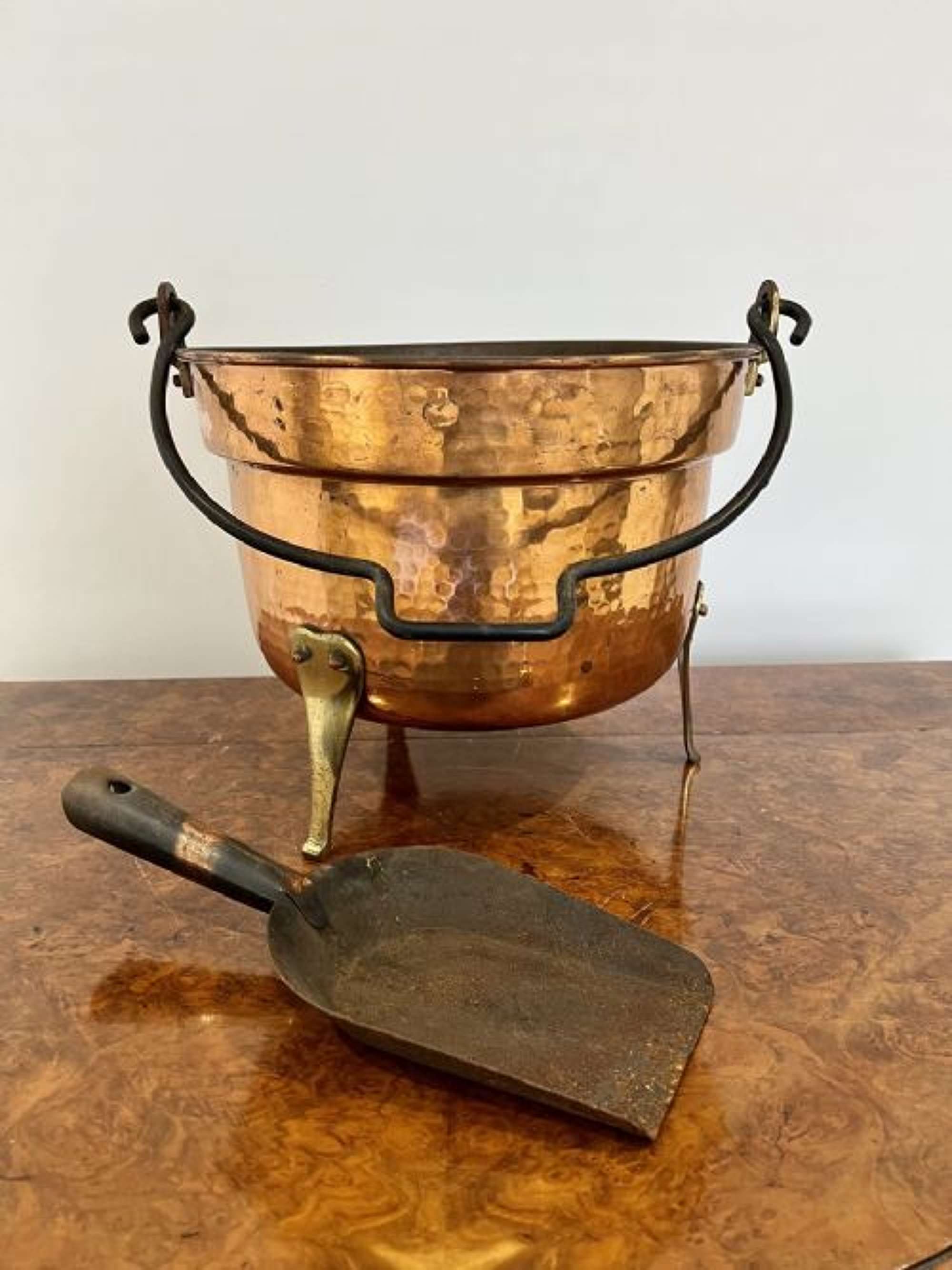 Antique Victorian Quality Copper Coal Bucket