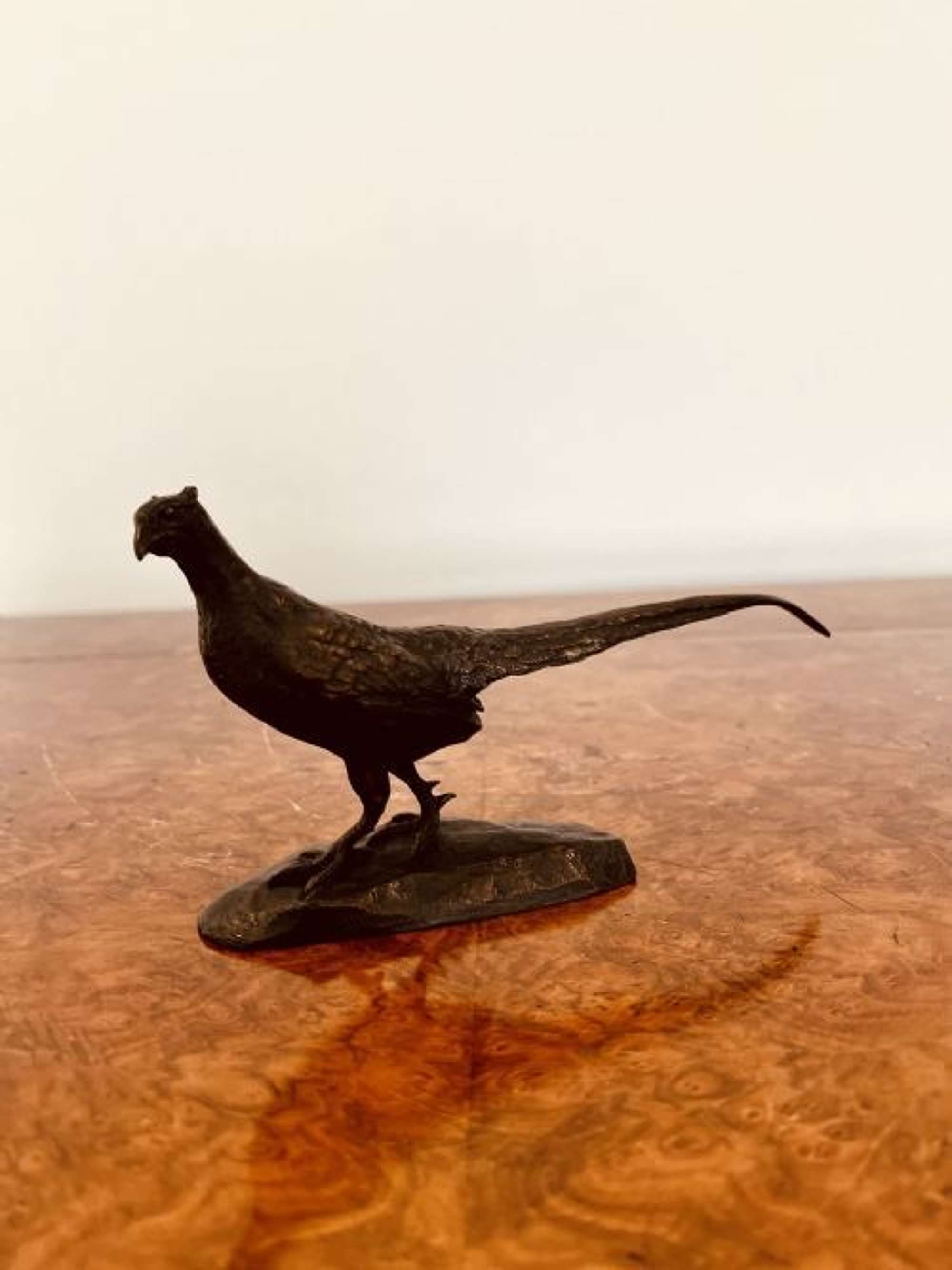 Antique Victorian Quality Bronze Pheasant Signed By Barye