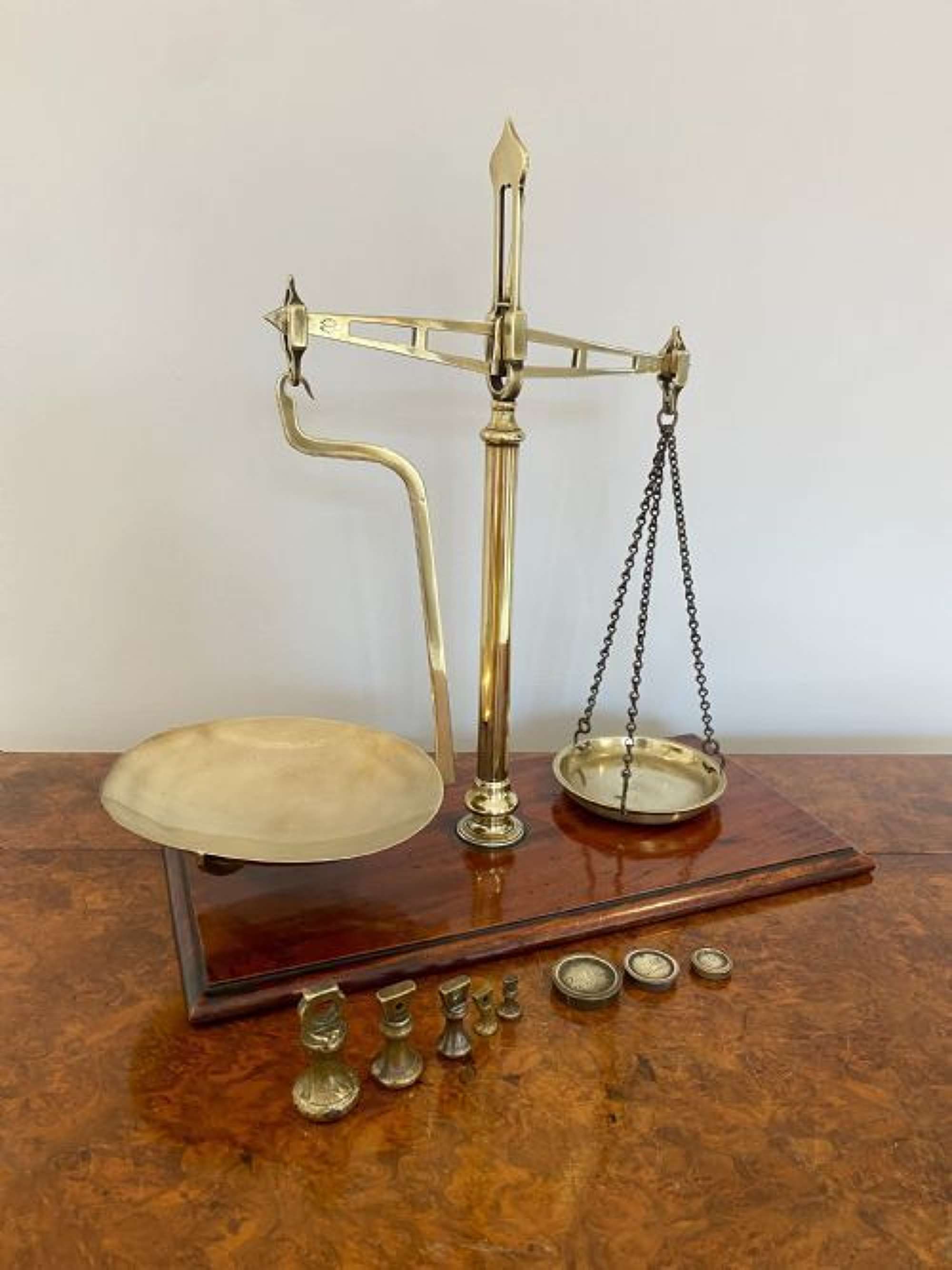 Quality Pair Of Victorian Brass Scales And Weights