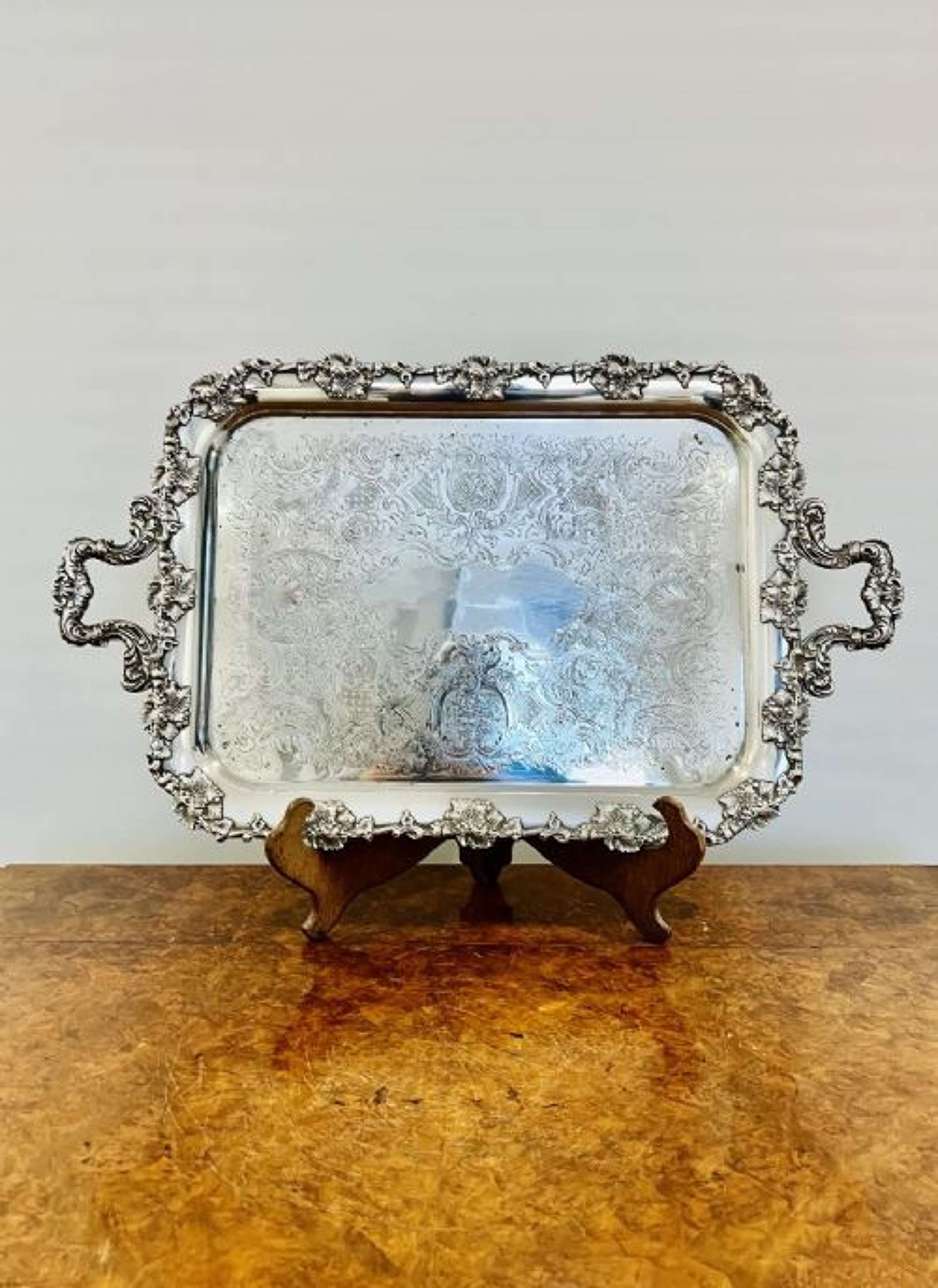 Quality Antique Victorian Silver Plated Ornate Serving Tray