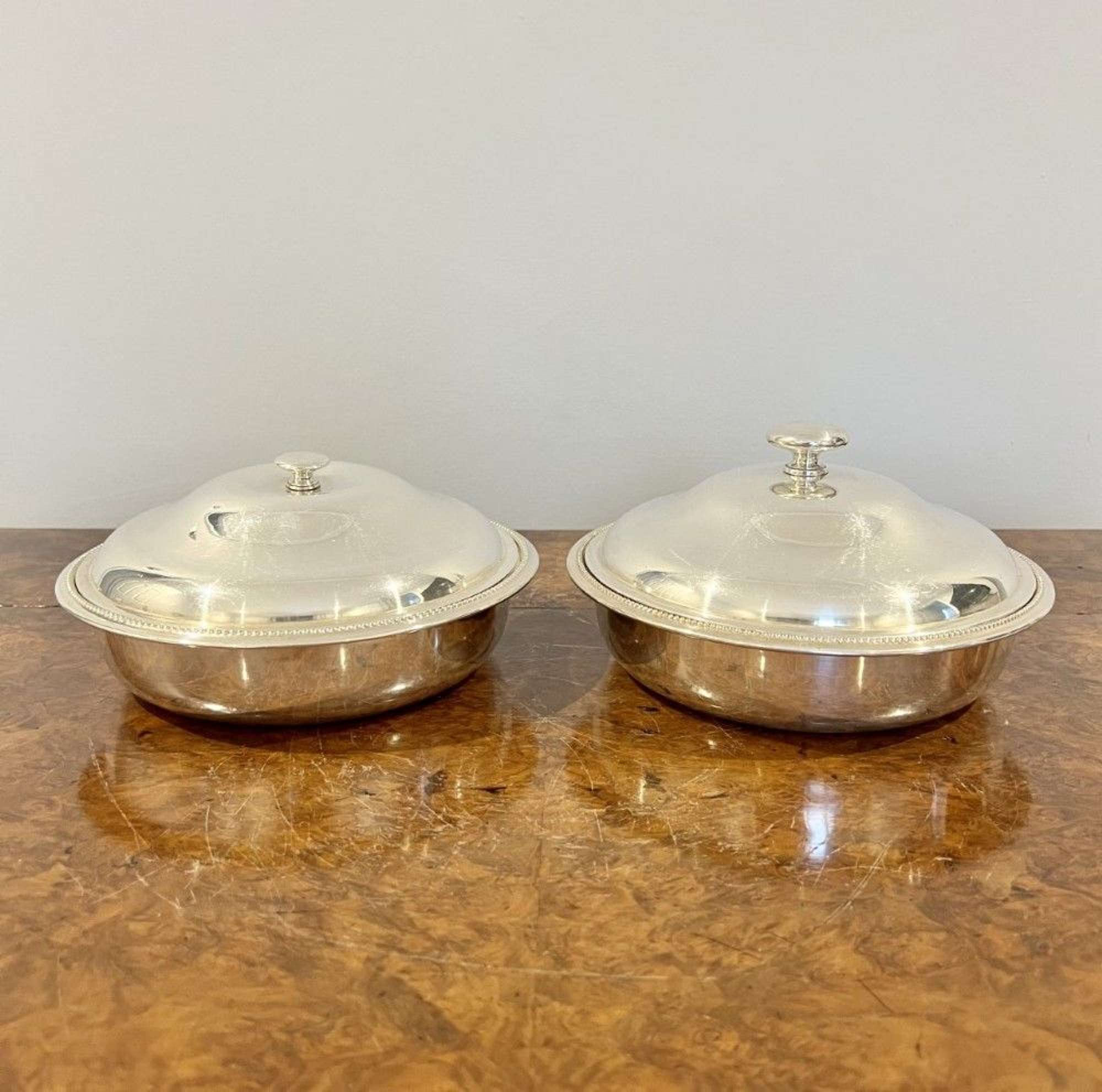 Pair Of Antique Victorian Quality Silver Plated Entree Dishes