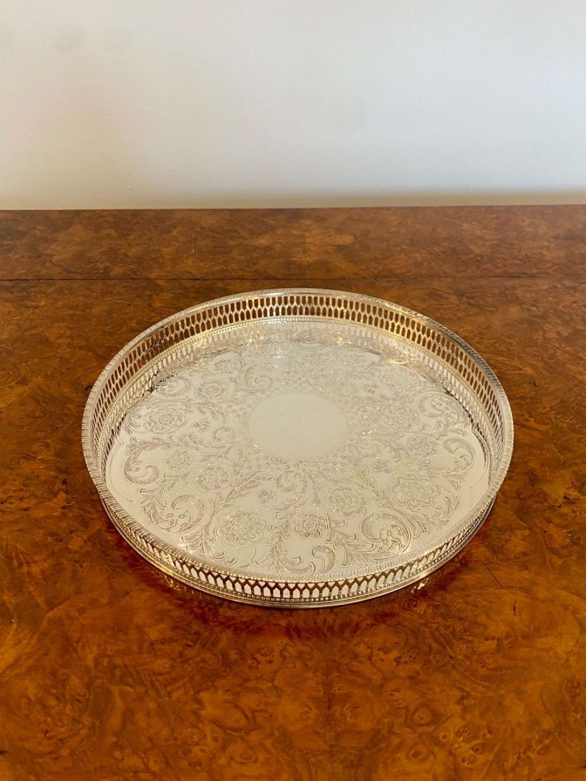 Antique Edwardian Quality Circular Silver Plated Tray
