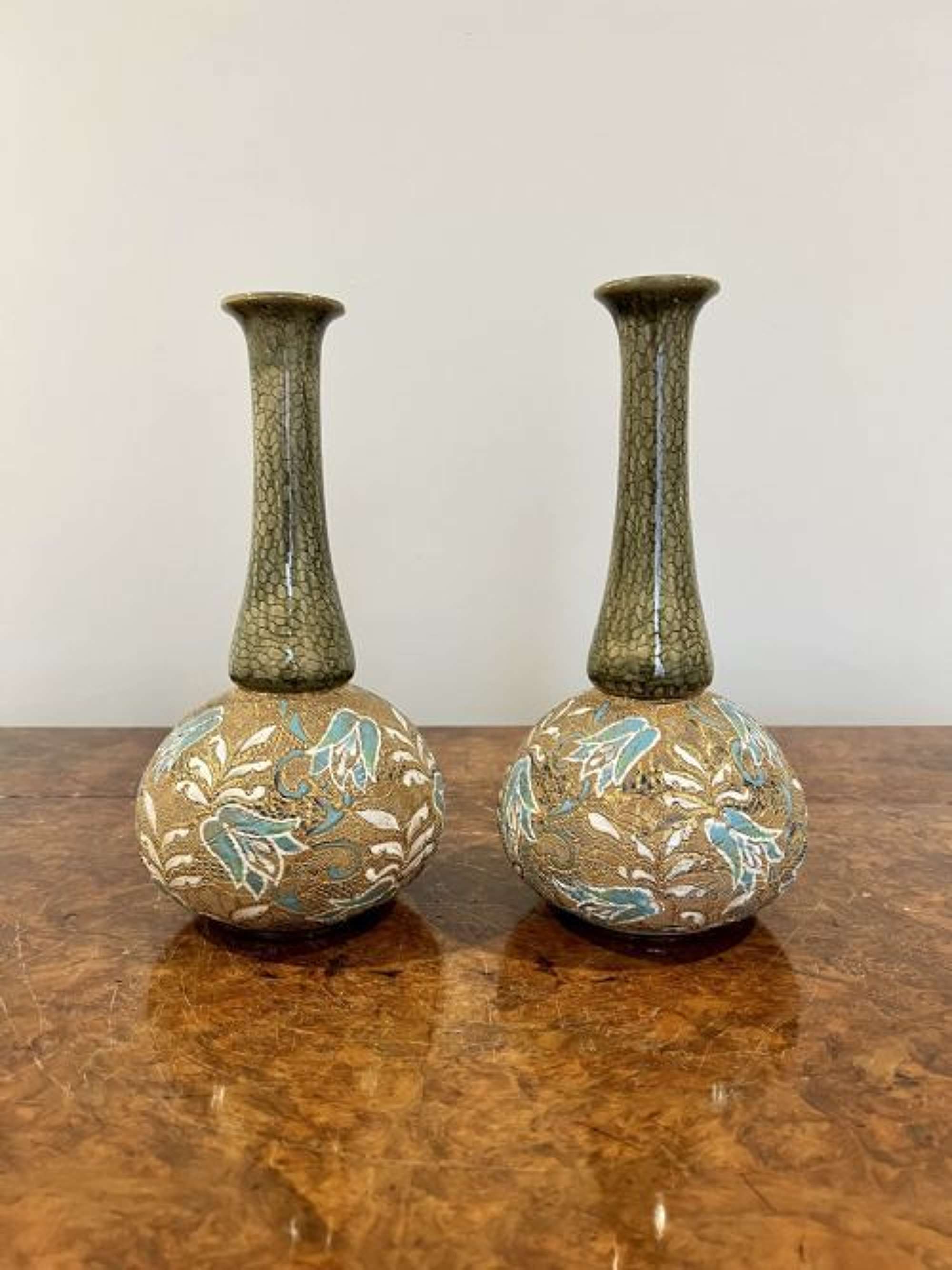 Quality Pair Of Antique Shaped Doulton Vases