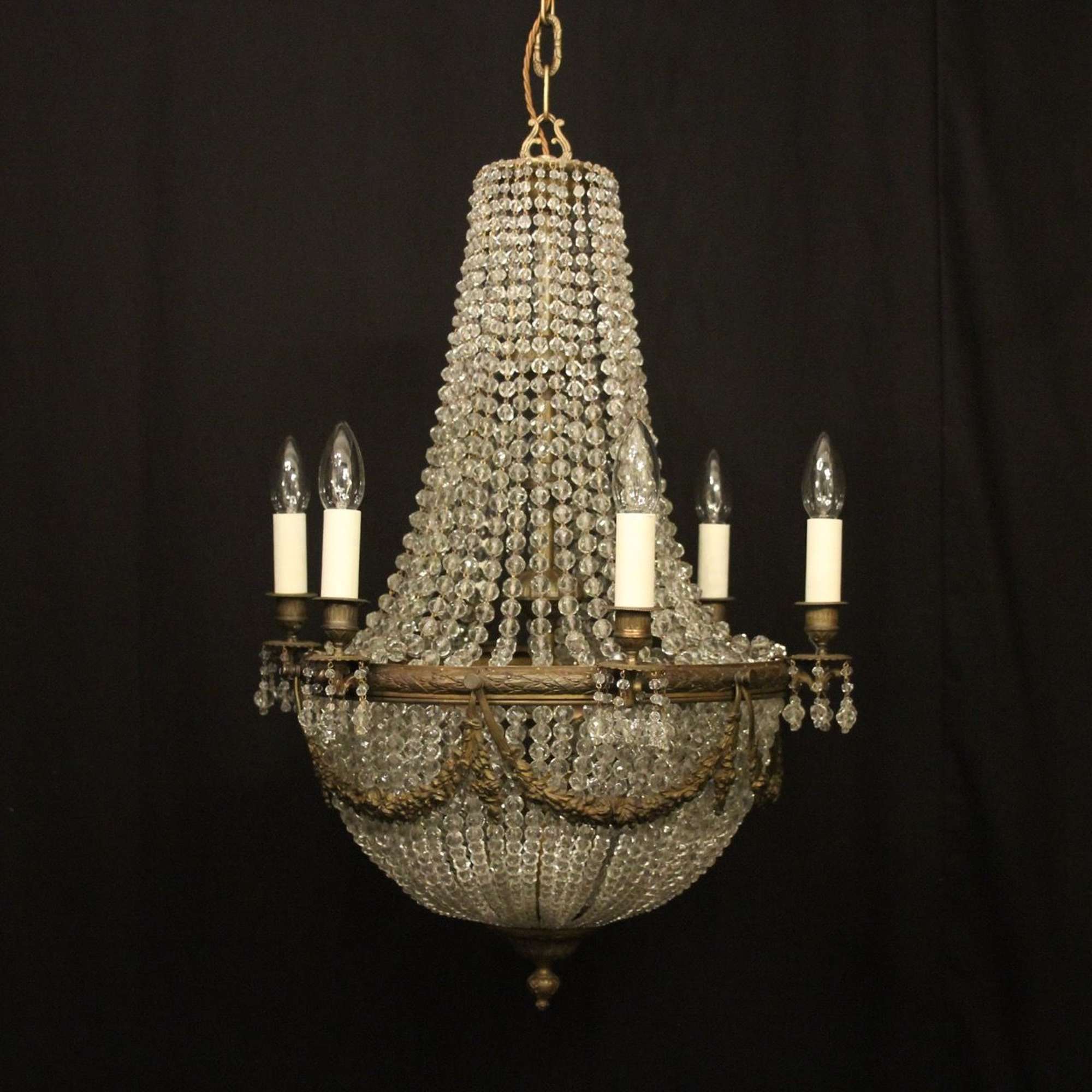 French 19th C Gilded 9 Light Antique Chandelier