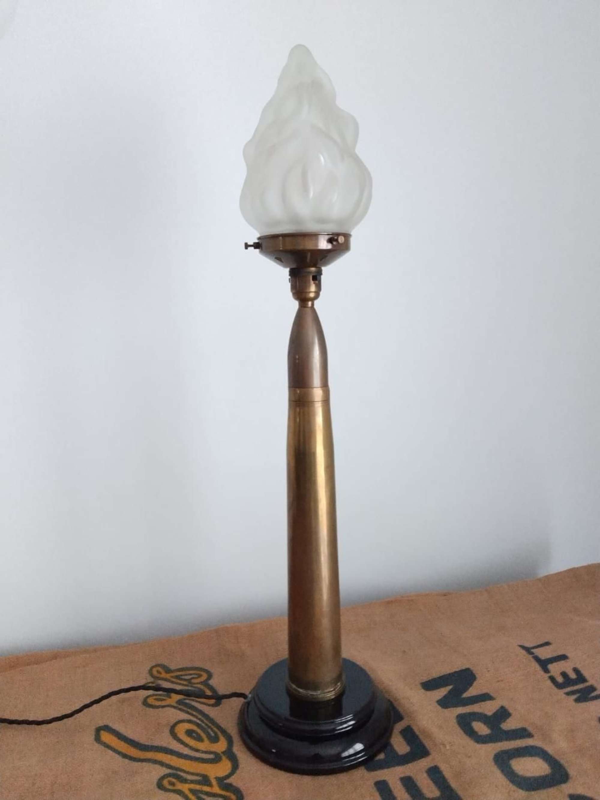 Military Ww2 Shell Antique Table Lamp/flambeau Shade
