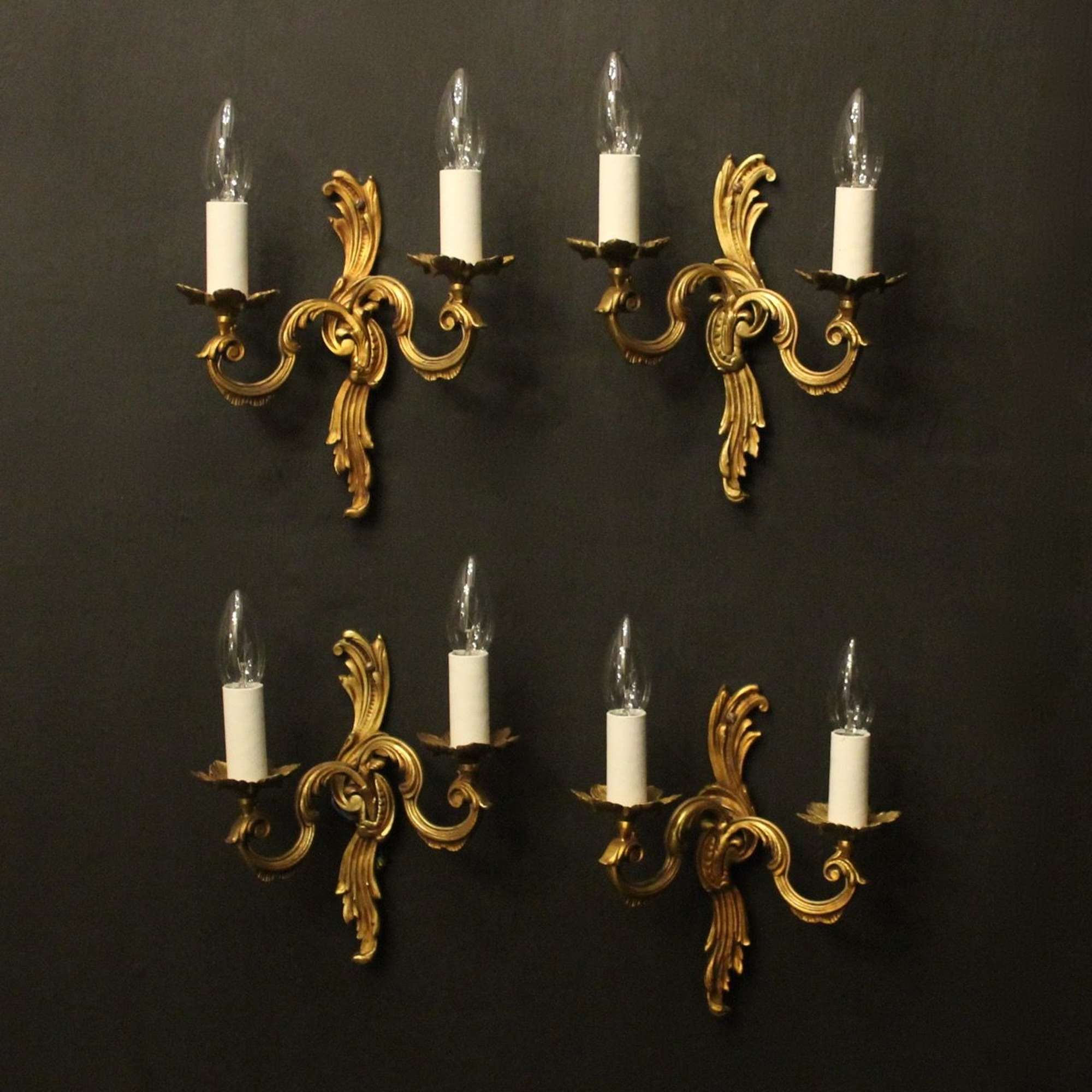 French Set Of 4 Gilded Antique Wall Lights