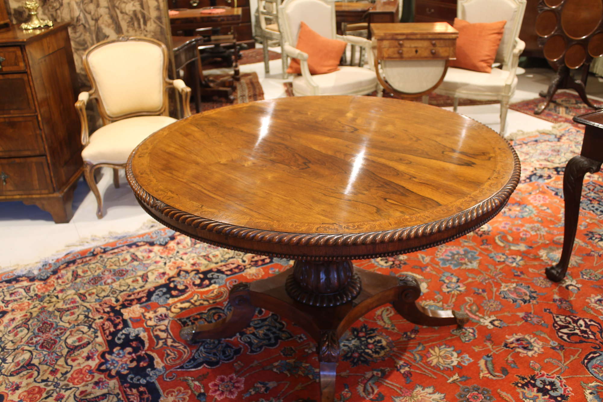 George Iv Rosewood & Marquetry Centre Table