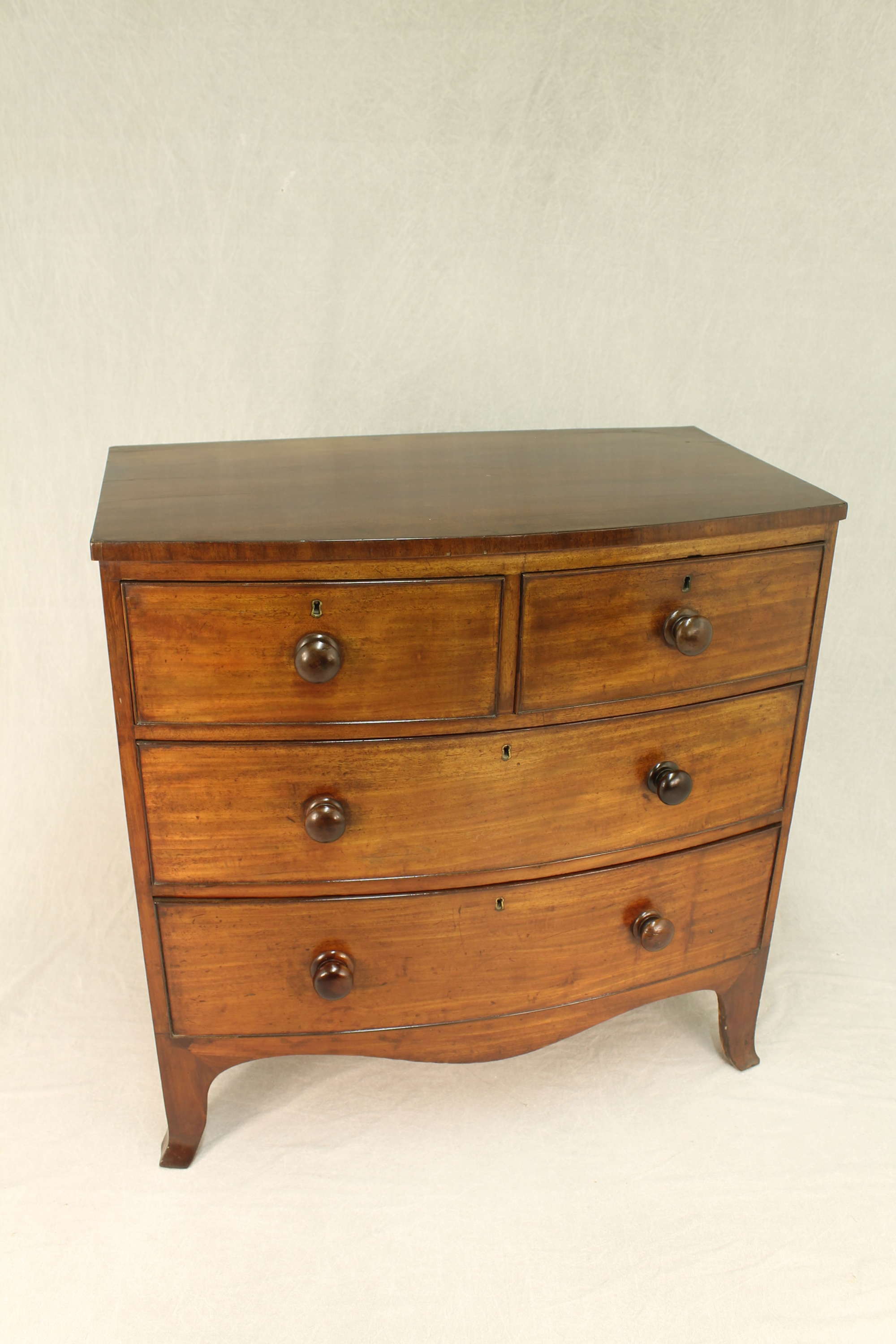 Small Bowfront Antique Chest Of Drawers